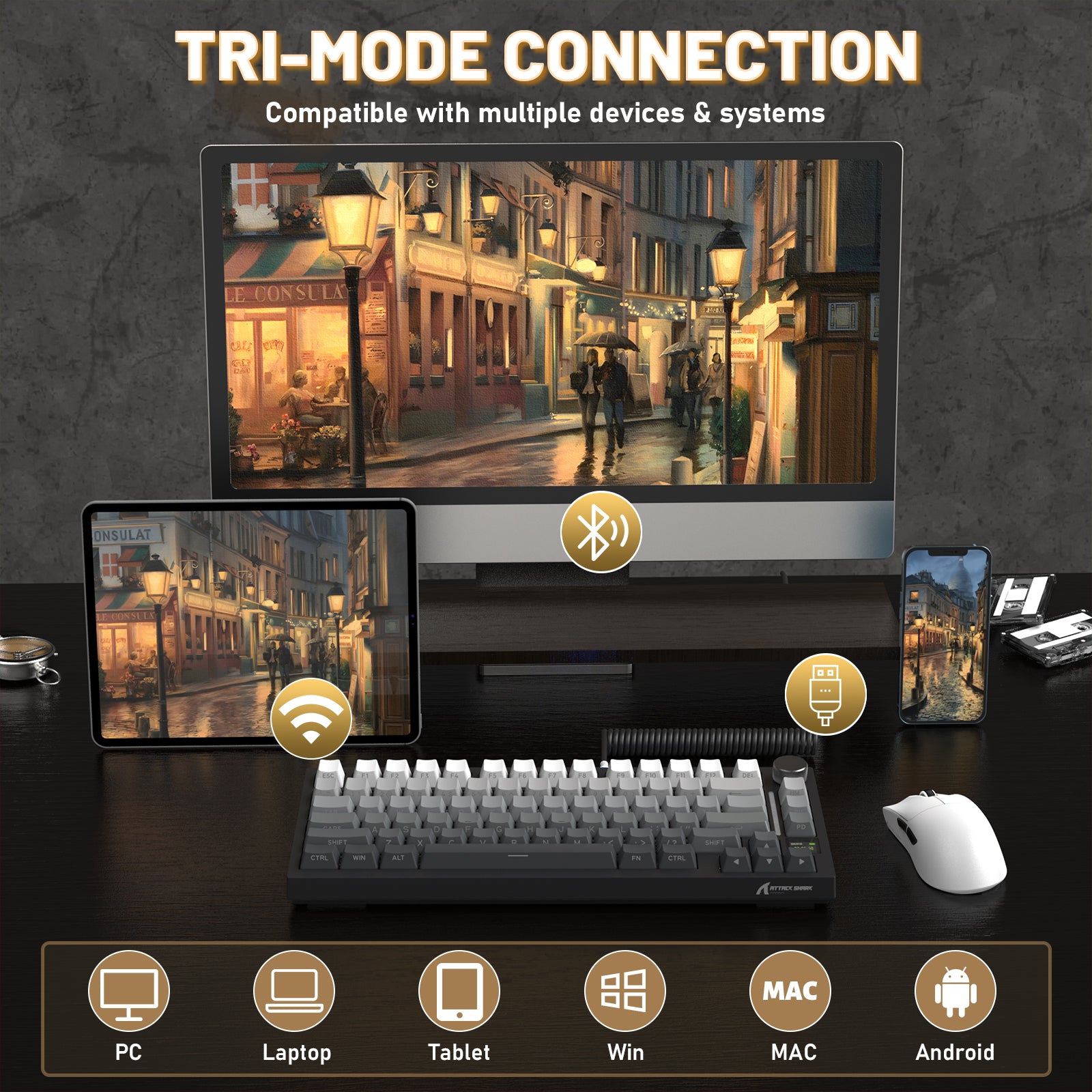 Tastiera meccanica ATTACK SHARK X820ULTRA con cavo a spirale C01ULTRA