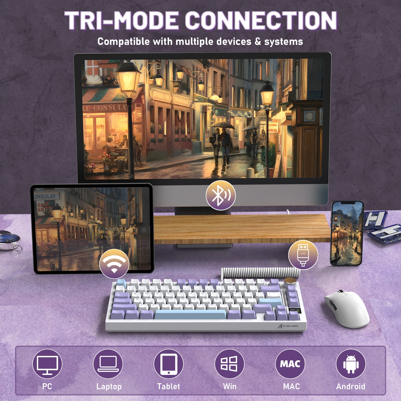 Tastiera meccanica ATTACK SHARK X820ULTRA con cavo a spirale C01ULTRA