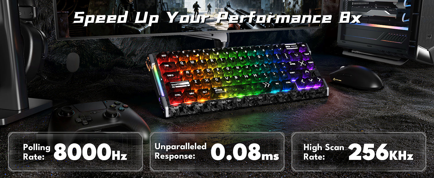 ATTACK SHARK R68 HE Tastiera Rapid Trigger Cablate in Fibra di Carbonio con Interruttore Magnetico e Cavo RGB Avvolto C01 Ultra