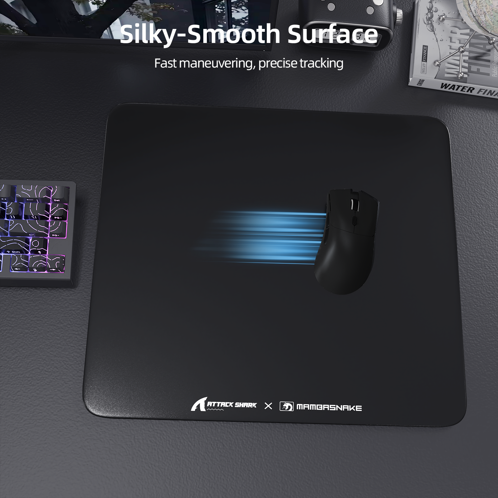 ATTACK SHARK CM05 Tappetino Gaming in Vetro Temperato