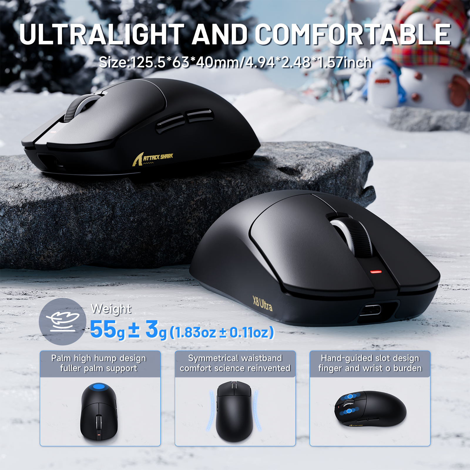 Mouse Gaming Wireless ATTACK SHARK X8 Ultra 8KHz con Cavo Ultra C06