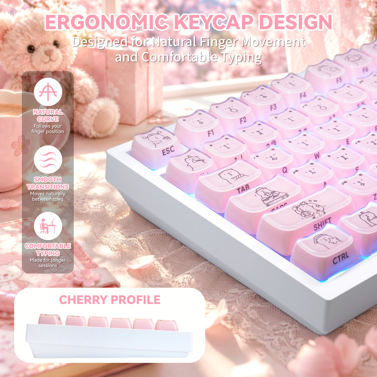 ATTACK SHARK SK05 118/119 tasti, keycap PBT, MOA, ANSI
