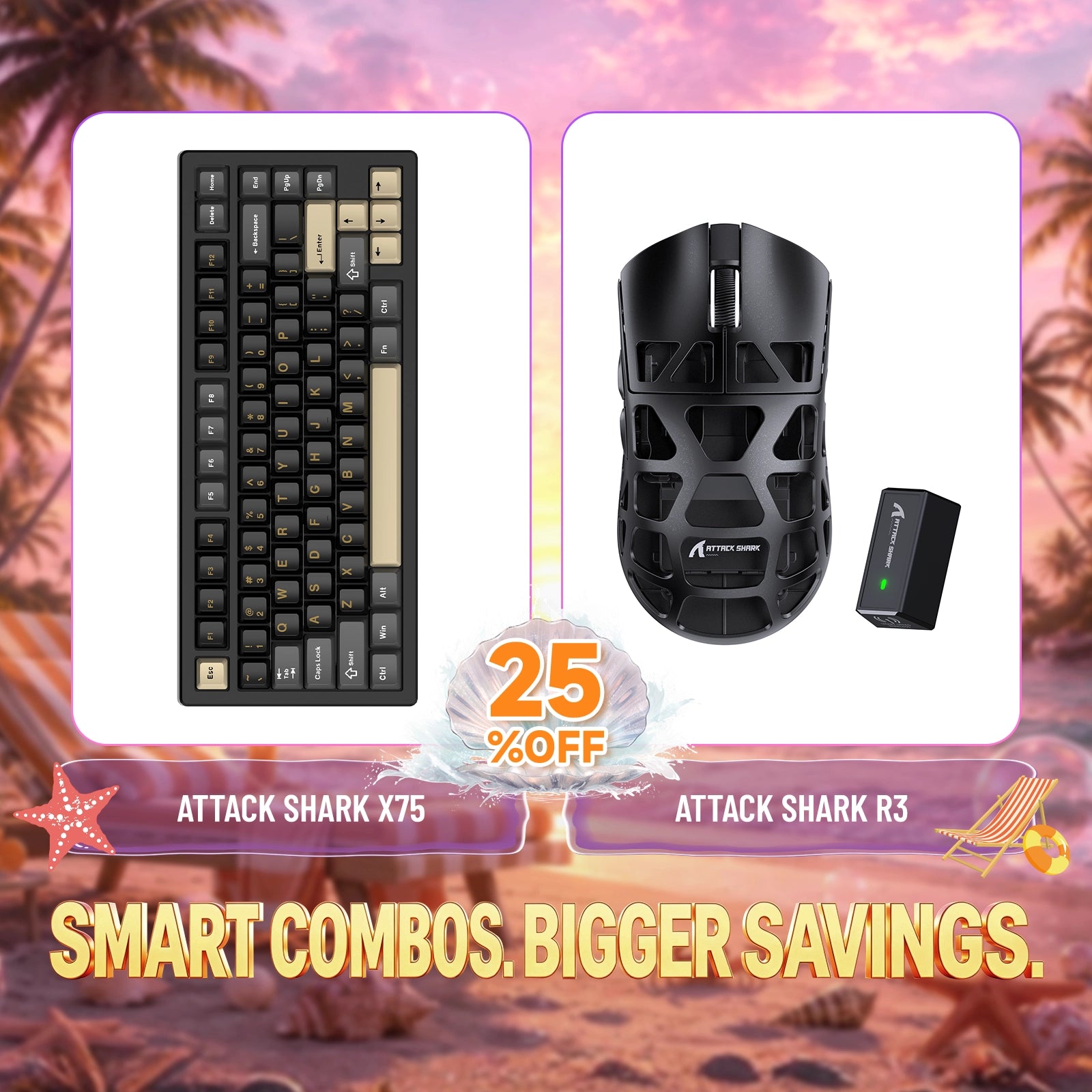 ATTACK SHARK X75 Tastiera in Alluminio Completo + Mouse da Gaming in Lega di Magnesio R3 Bundle
