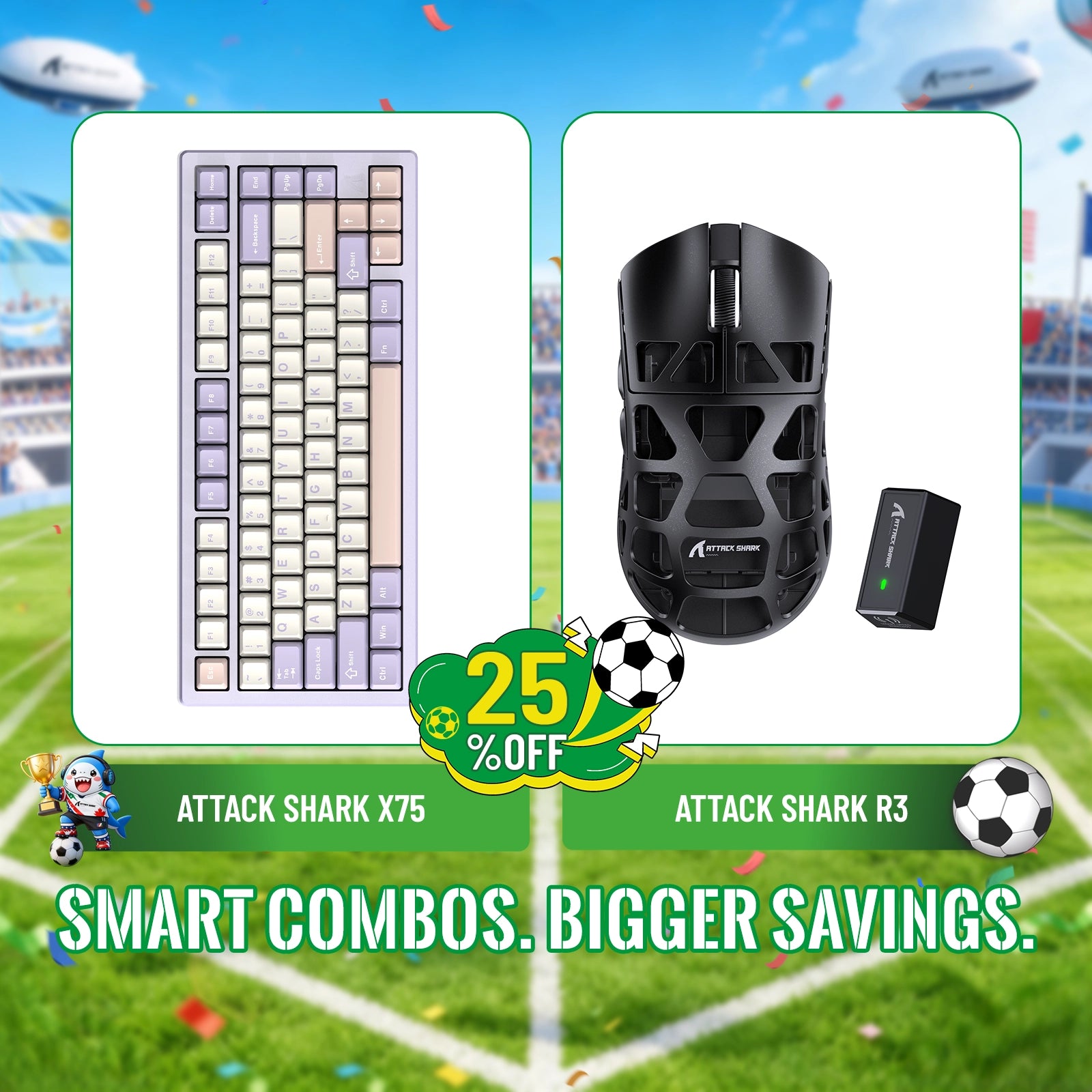 ATTACK SHARK X75 Tastiera in Alluminio Completo + Mouse da Gaming in Lega di Magnesio R3 Bundle