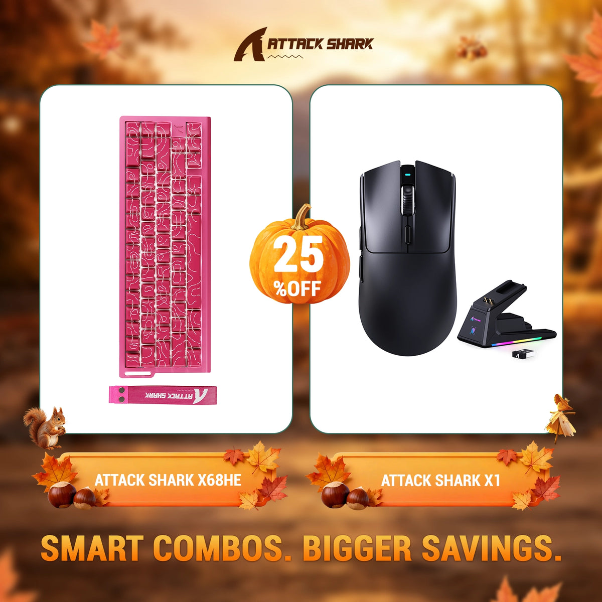 ATTACK SHARK X68HE Tastiera Rapid Trigger + Mouse da Gaming Wireless X1 Bundle