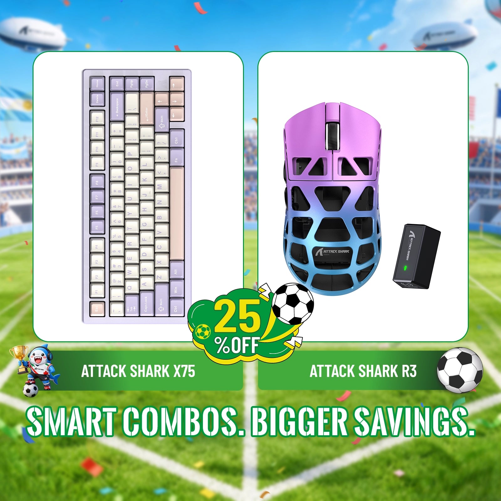 ATTACK SHARK X75 Tastiera in Alluminio Completo + Mouse da Gaming in Lega di Magnesio R3 Bundle