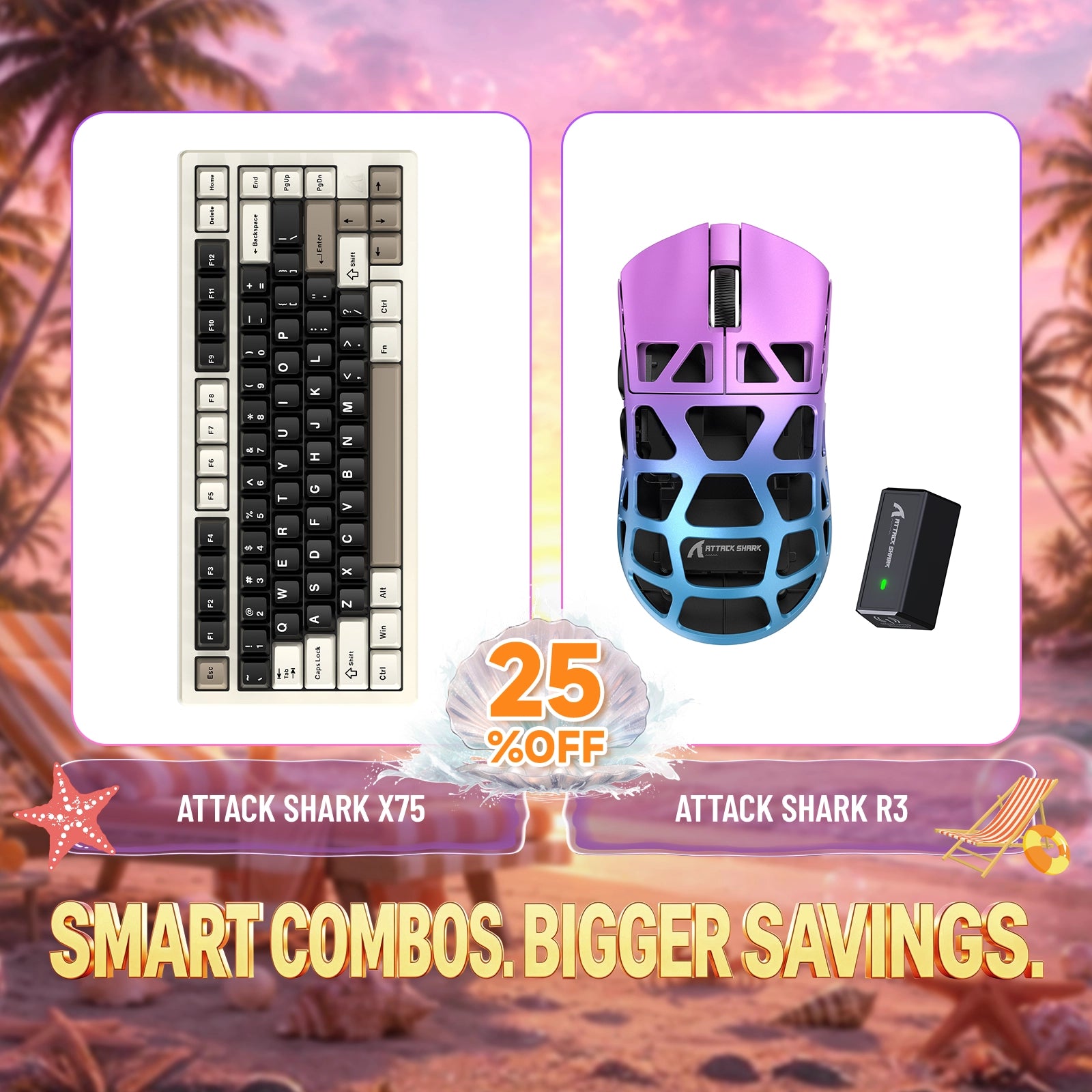 ATTACK SHARK X75 Tastiera in Alluminio Completo + Mouse da Gaming in Lega di Magnesio R3 Bundle