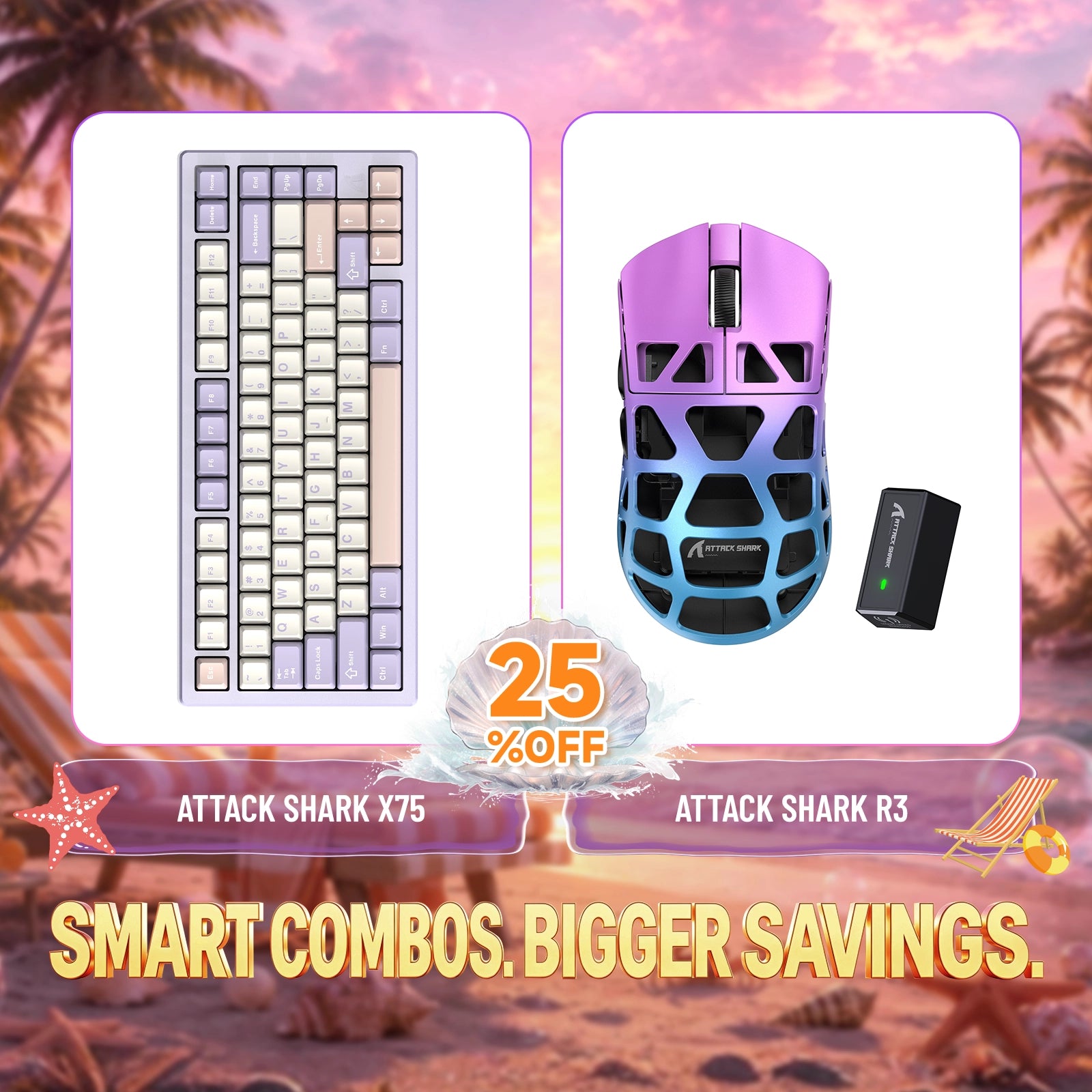 ATTACK SHARK X75 Tastiera in Alluminio Completo + Mouse da Gaming in Lega di Magnesio R3 Bundle