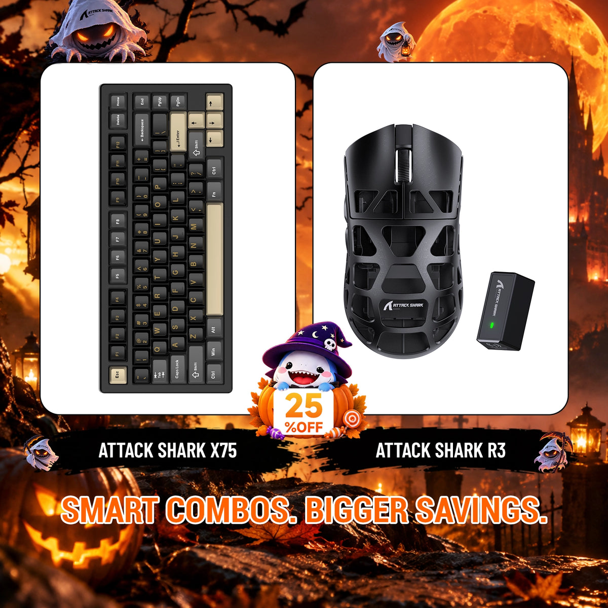 ATTACK SHARK X75 Tastiera in Alluminio Completo + Mouse da Gaming in Lega di Magnesio R3 Bundle