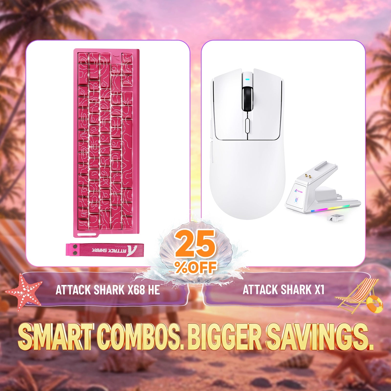 ATTACK SHARK X68HE Tastiera Rapid Trigger + Mouse da Gaming Wireless X1 Bundle