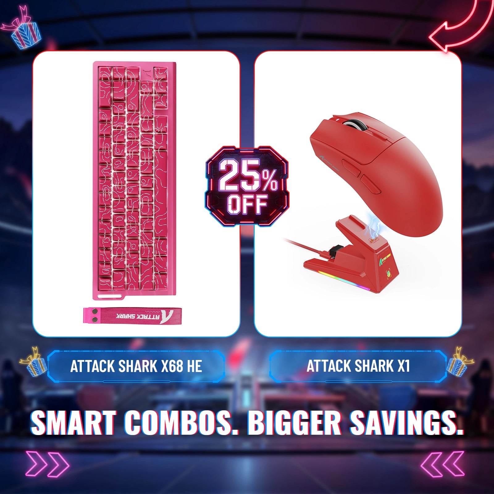 Tastiera Rapid Trigger ATTACK SHARK X68HE + Mouse da gaming wireless X1 - Pacchetto