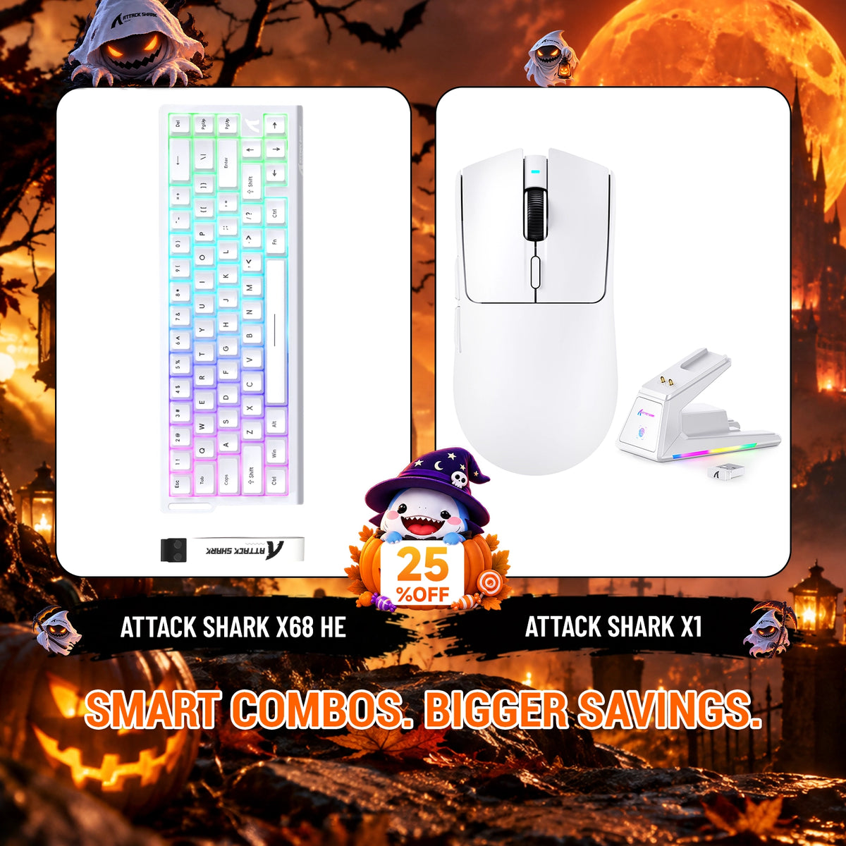 ATTACK SHARK X68HE Tastiera Rapid Trigger + Mouse da Gaming Wireless X1 Bundle