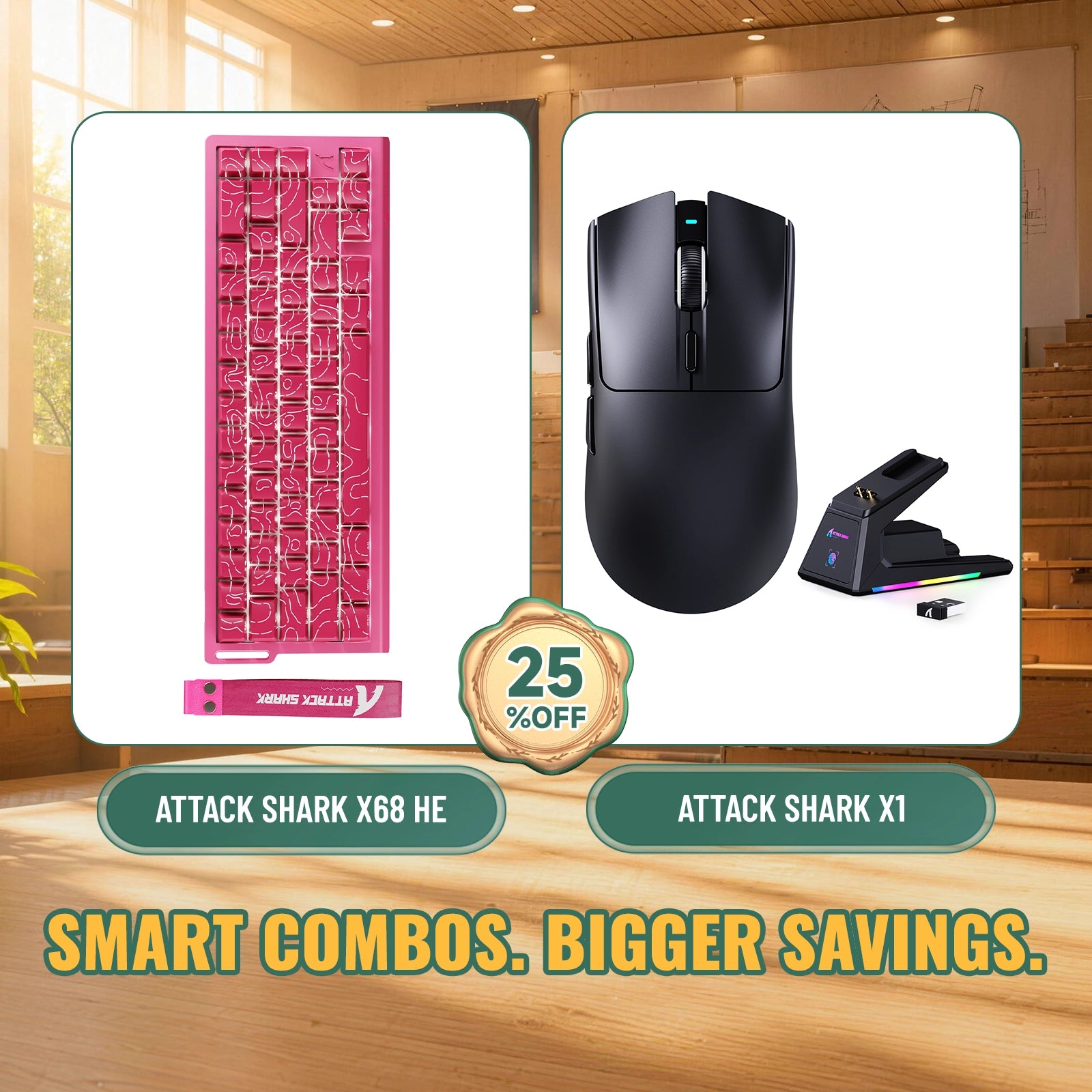 ATTACK SHARK X68HE Tastiera Rapid Trigger + Mouse da Gaming Wireless X1 Bundle
