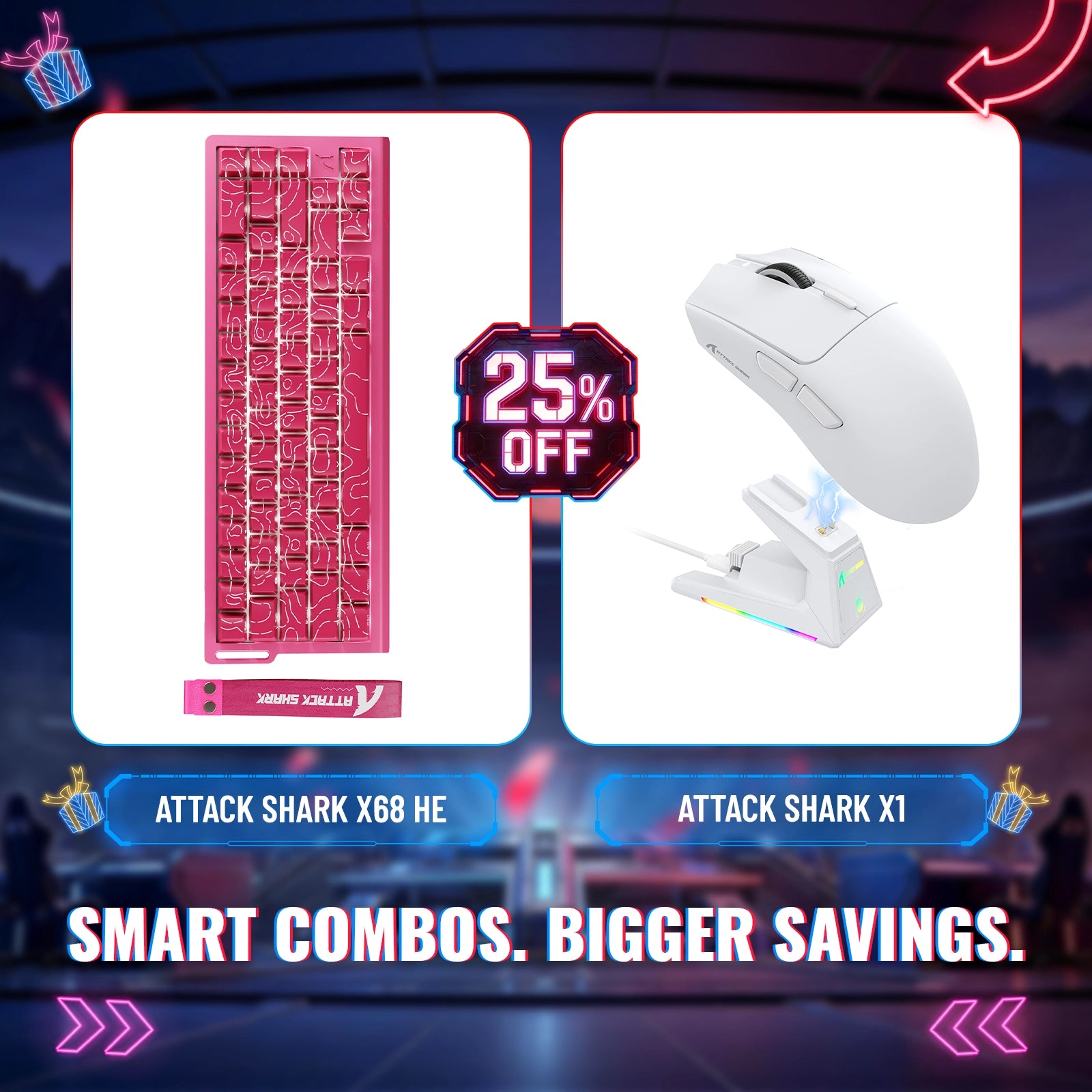 Tastiera Rapid Trigger ATTACK SHARK X68HE + Mouse da gaming wireless X1 - Pacchetto
