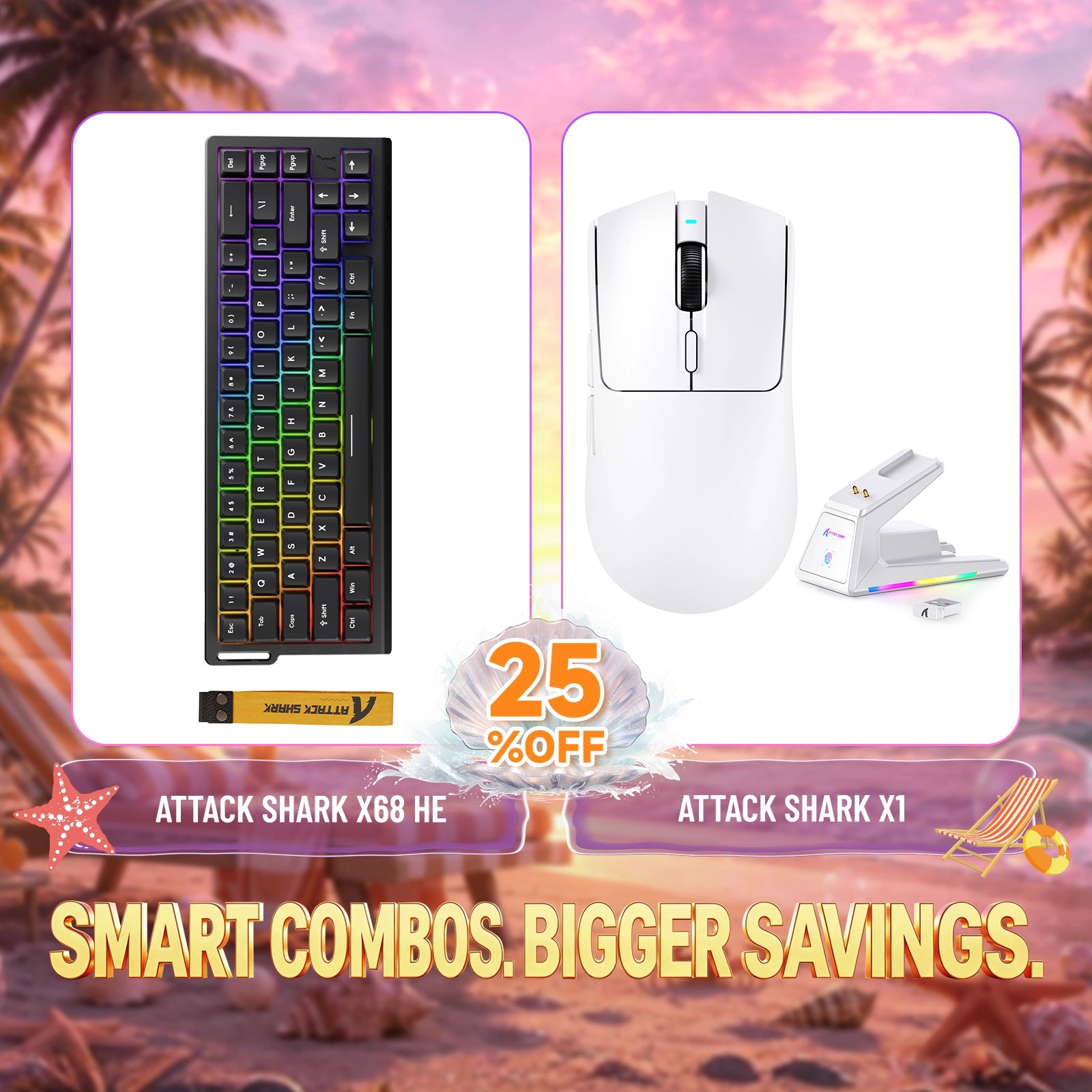 ATTACK SHARK X68HE Tastiera Rapid Trigger + Mouse da Gaming Wireless X1 Bundle