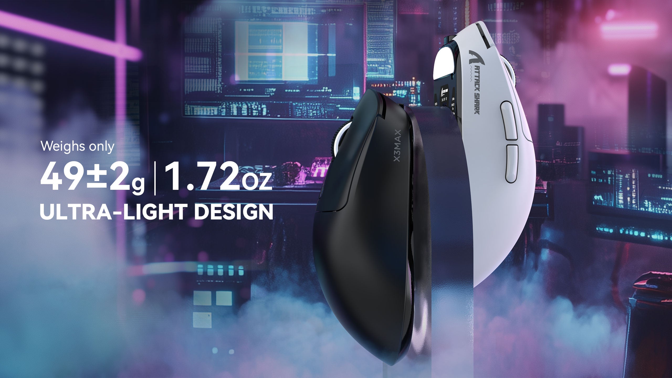 ATTACK SHARK X3MAX PAW3950 Mouse Gaming Wireless con Cavo a Spirale C06