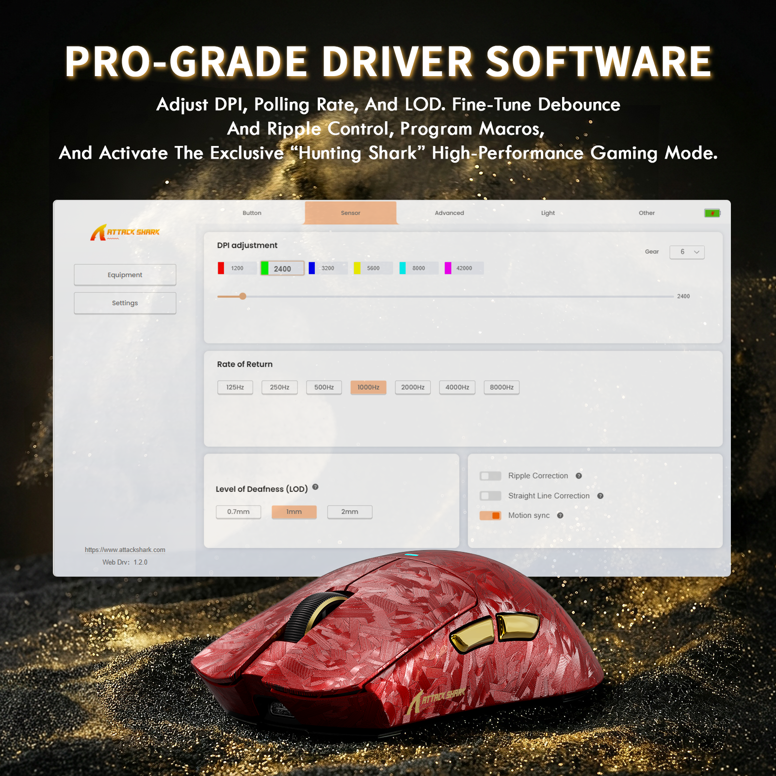 Mouse da gioco wireless ATTACK SHARK X11 ULTRA in fibra di carbonio con cavo LED C06 Ultra