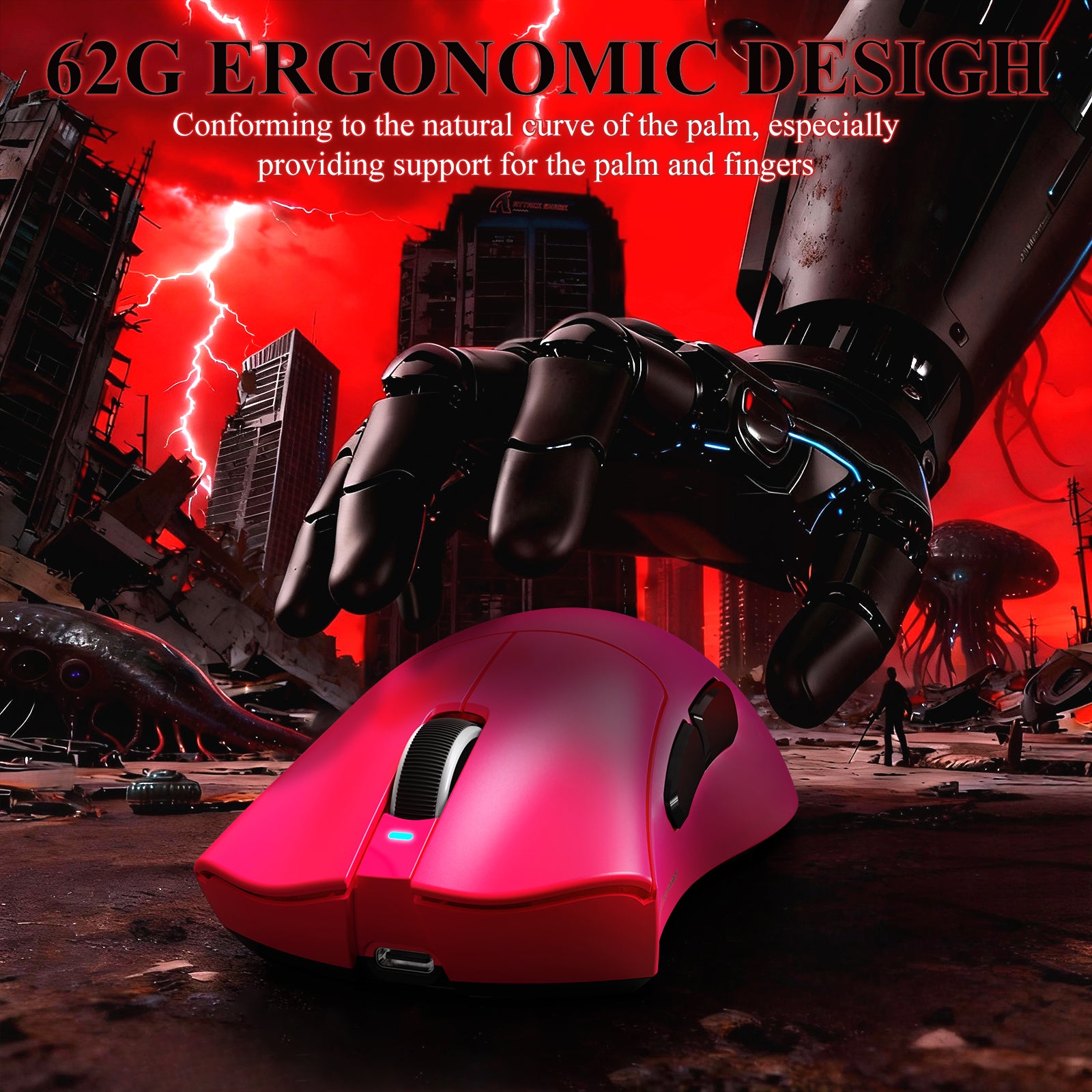 ATTACK SHARK V3PRO Mouse da Gioco Tri-Mode Ultra-Leggero con Dock di Ricarica