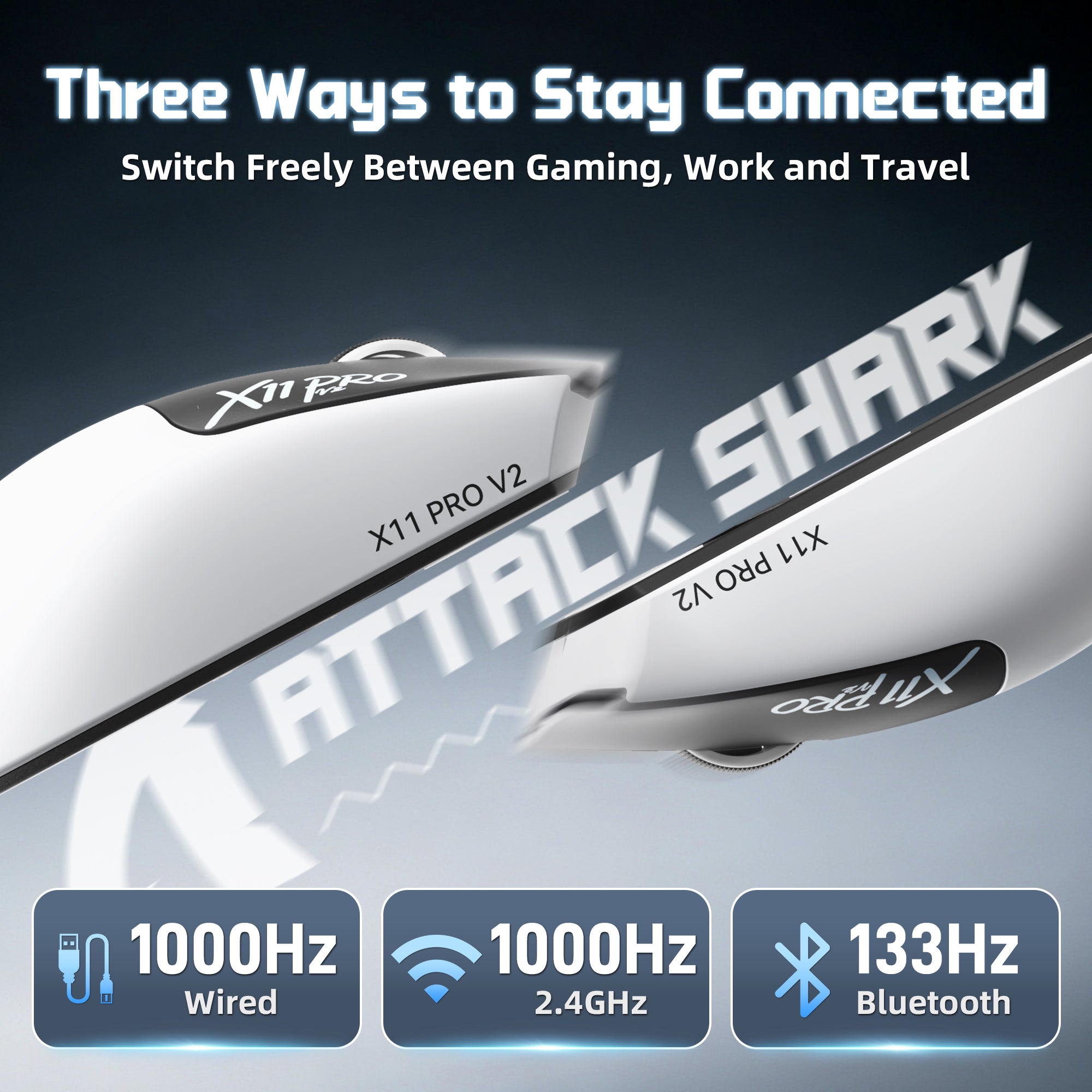 Mouse da gioco wireless ATTACK SHARK X11 PRO V2 con dock di ricarica e display TFT