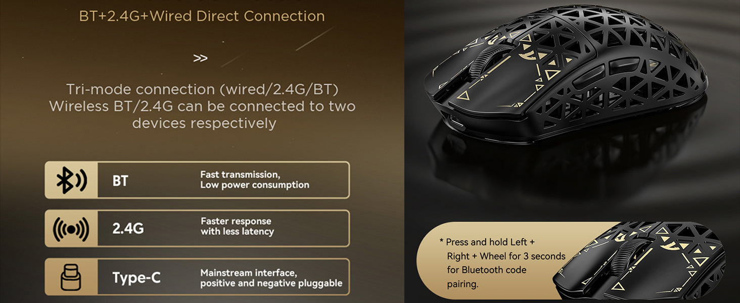 Mouse da gioco ATTACK SHARK R5 Ultra in fibra di carbonio wireless 8K PAW3950MAX