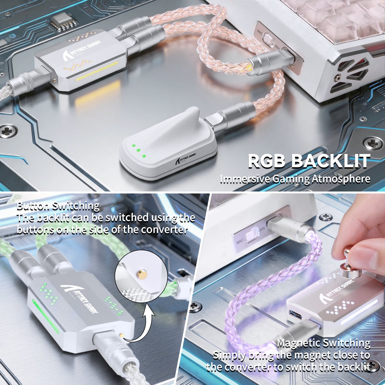 ATTACK SHARK C07 PRO Cavo 2-in-1 Type C per tastiera/mouse da gioco 8KHz
