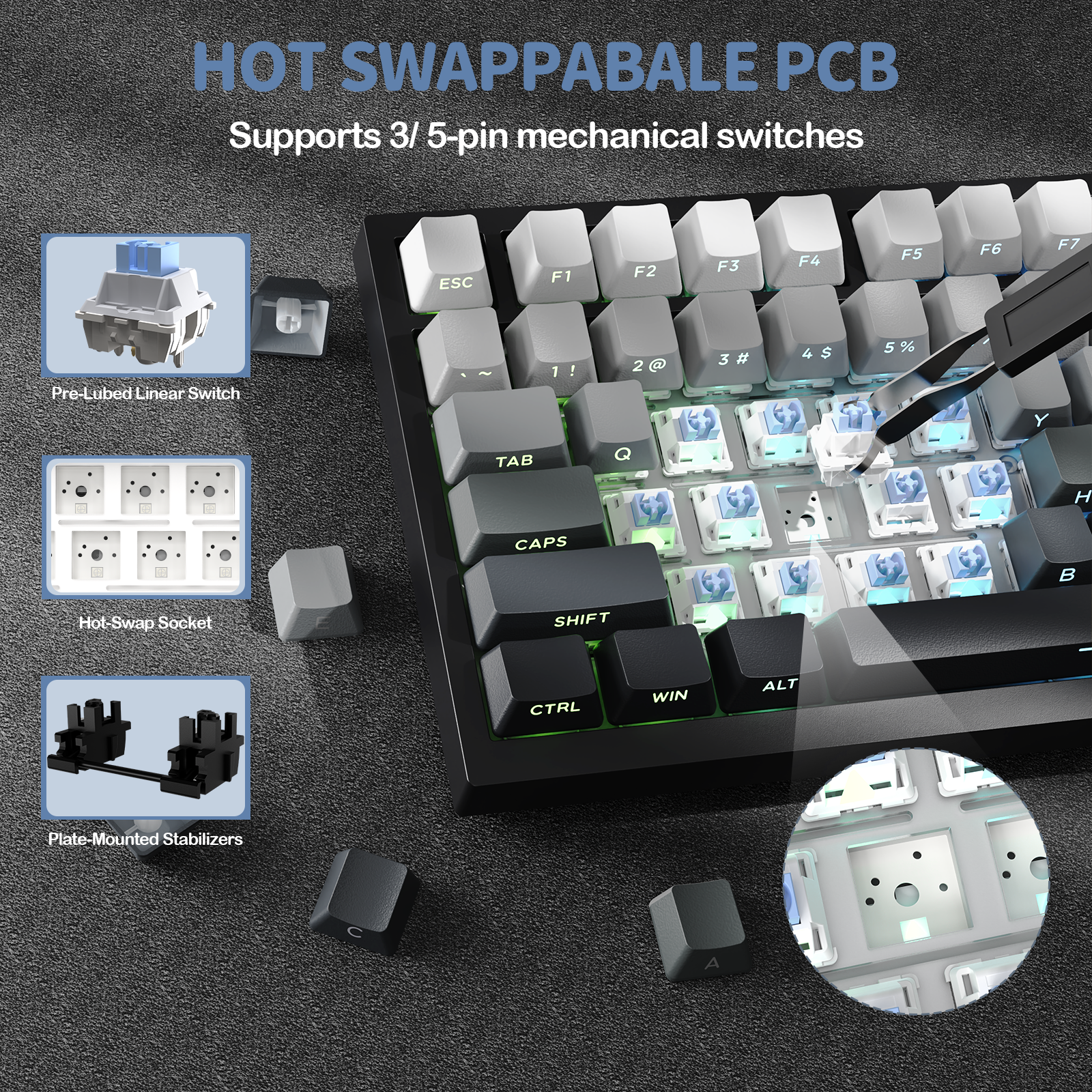 ATTACK SHARK X820Ultra Tastiera Meccanica con Guarnizione a Tre Modalità