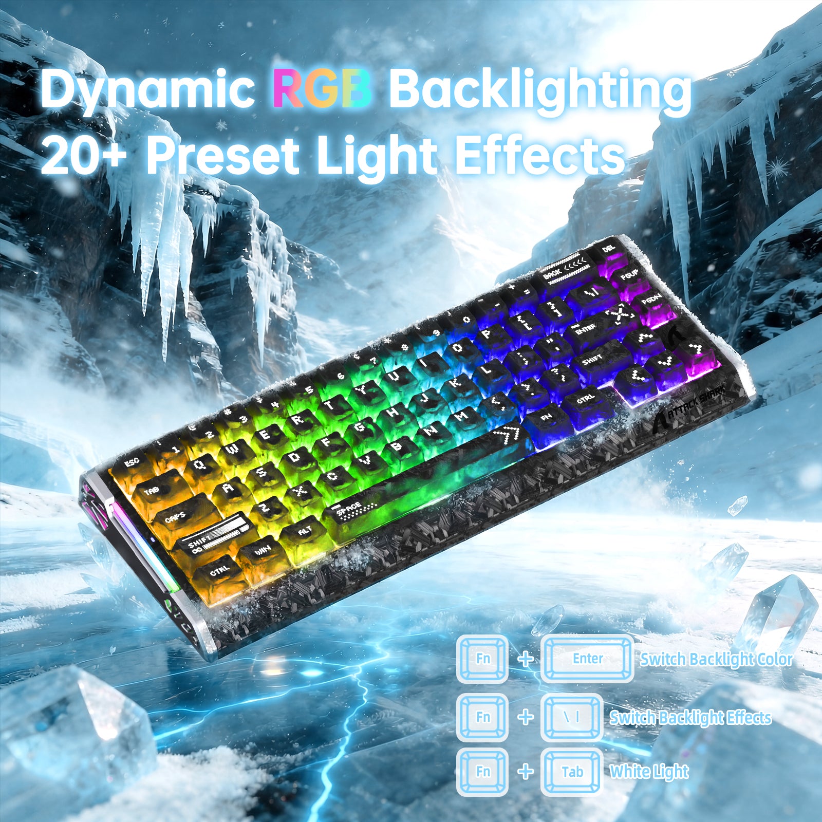 ATTACK SHARK R68 HE Tastiera Rapid Trigger Cablate in Fibra di Carbonio con Interruttore Magnetico e Cavo RGB Avvolto C01 Ultra