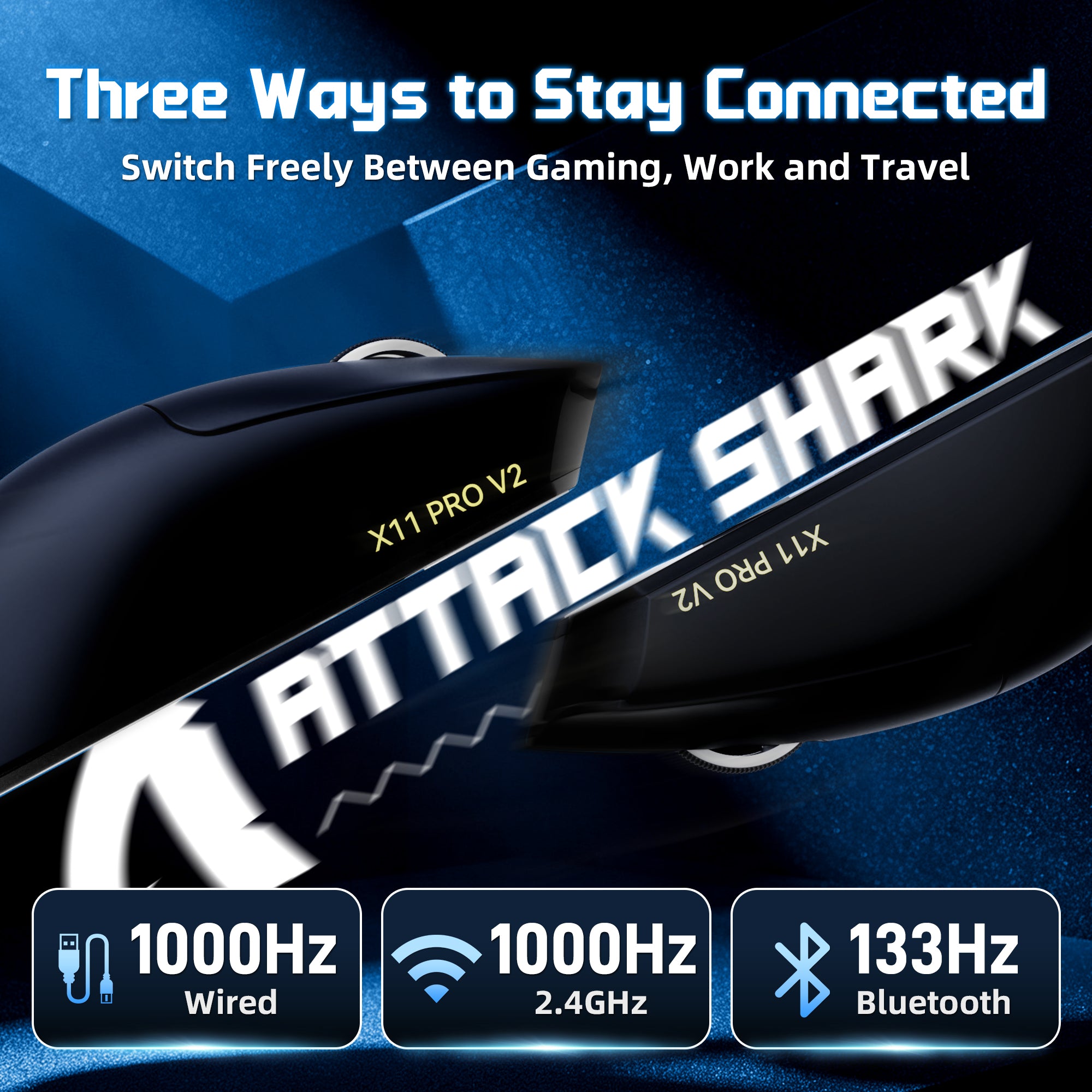 Mouse da gioco wireless ATTACK SHARK X11 PRO V2 con dock di ricarica e display TFT