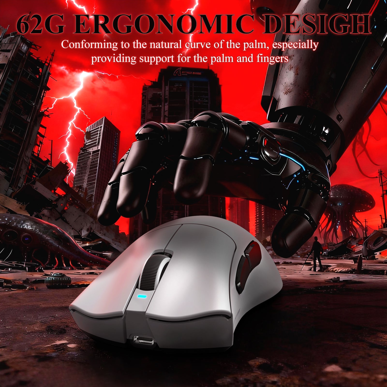 ATTACK SHARK V3PRO Mouse da Gioco Tri-Mode Ultra-Leggero con Dock di Ricarica