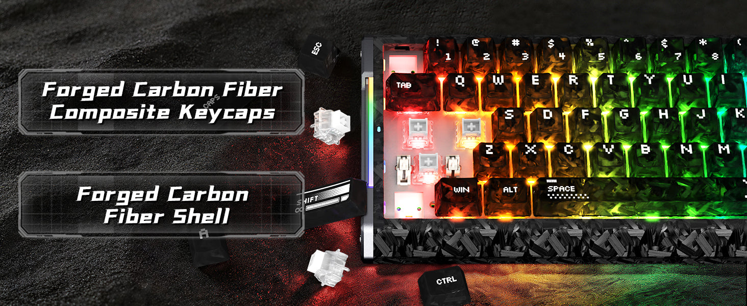 ATTACK SHARK R68 HE Tastiera Rapid Trigger Cablate in Fibra di Carbonio con Interruttore Magnetico e Cavo RGB Avvolto C01 Ultra
