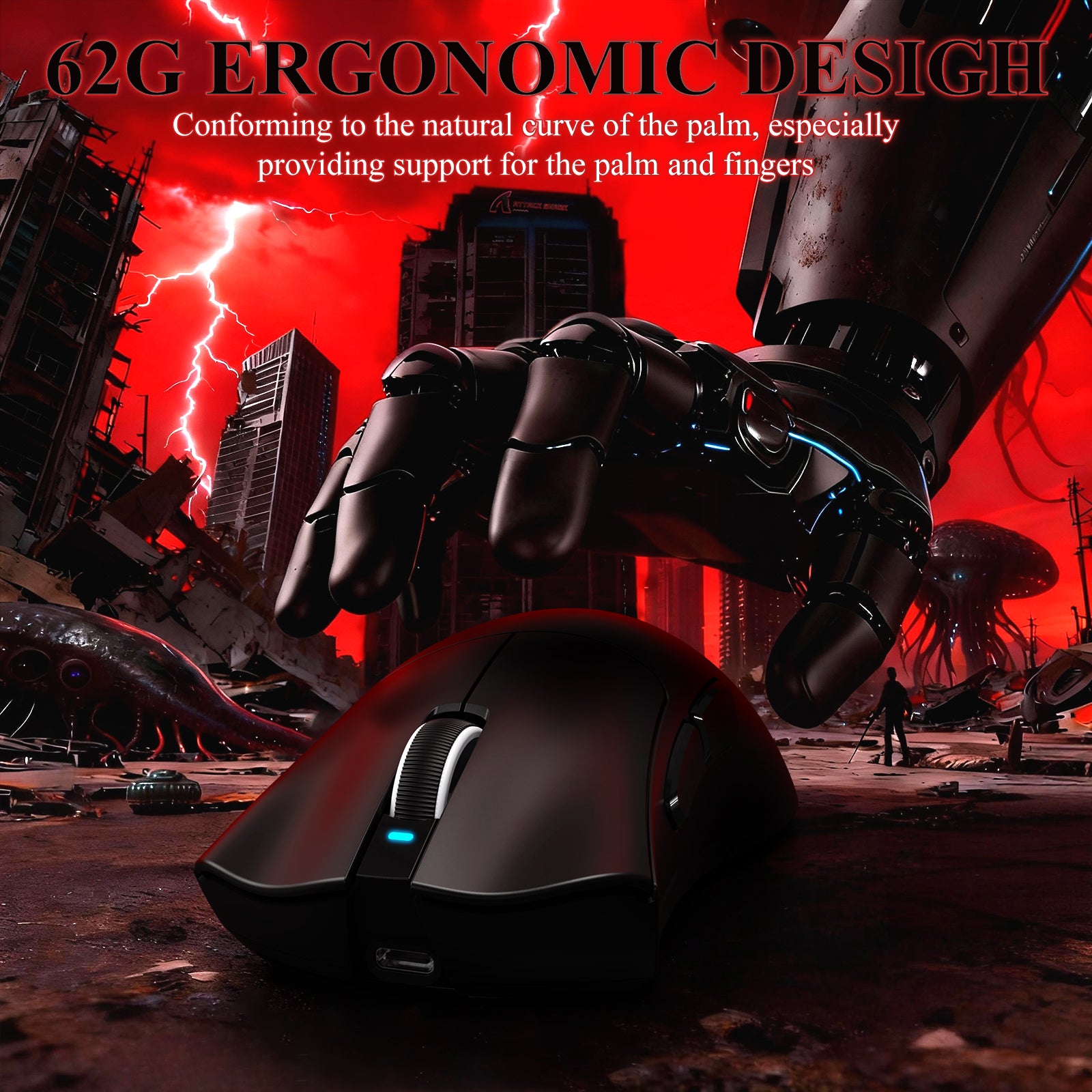 ATTACK SHARK V3PRO Mouse da Gioco Tri-Mode Ultra-Leggero con Dock di Ricarica