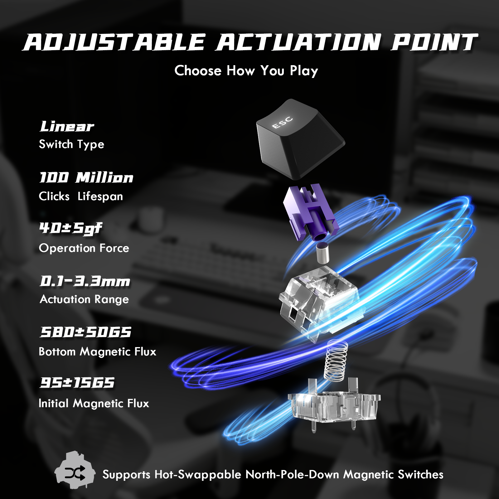 ATTACK SHARK R85 HE Tastiera Rapid Trigger Switch Magnetici con Lightbox Personalizzabile