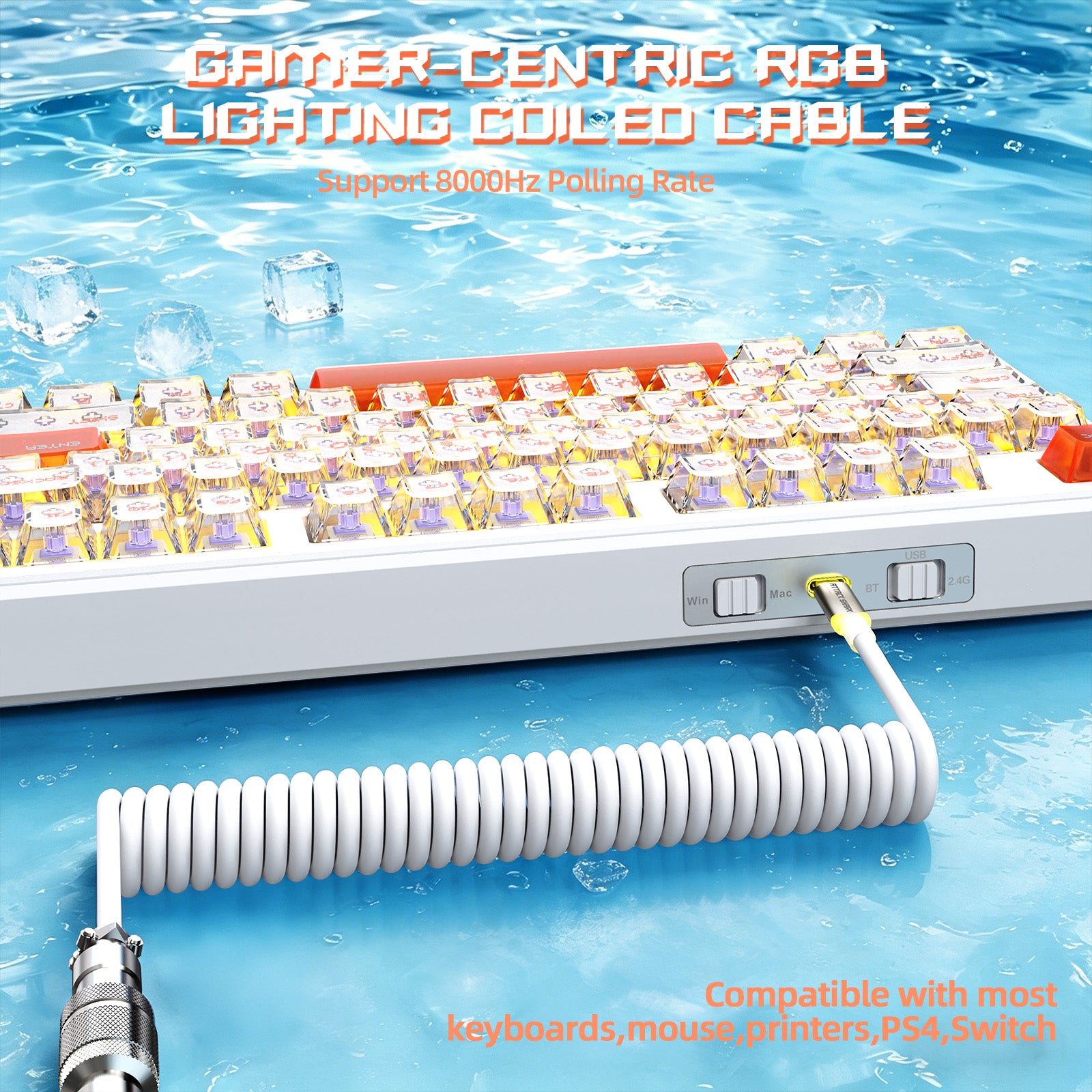 ATTACK SHARK X87 ULTRA Tastiera da gioco wireless con ricevitore 8KHz e cavo a spirale RGB
