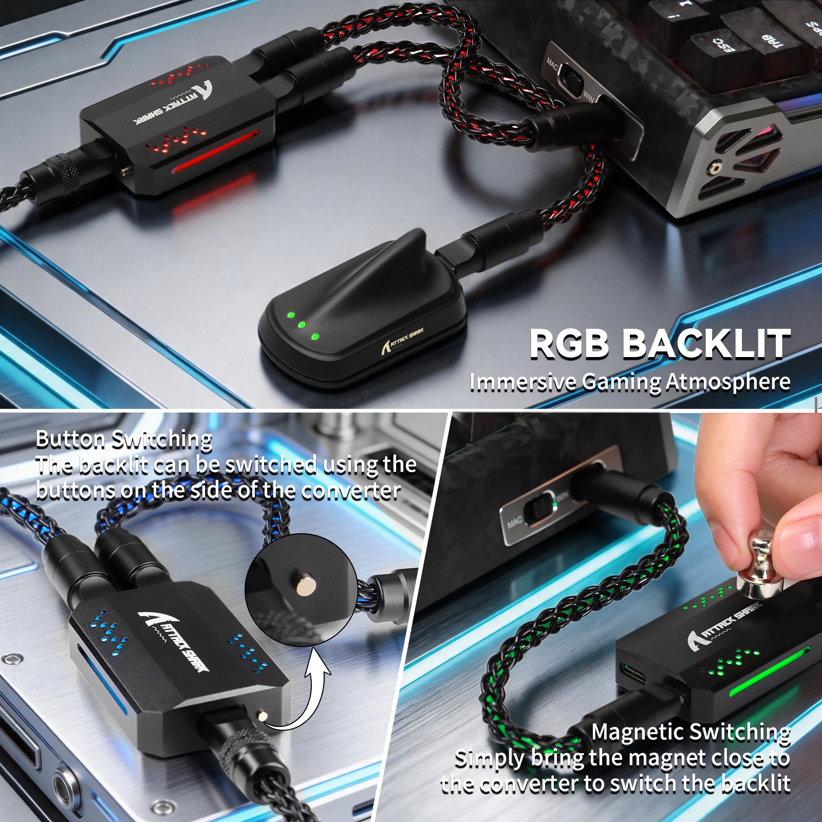 ATTACK SHARK C07 PRO Cavo 2-in-1 Type C per tastiera/mouse da gioco 8KHz