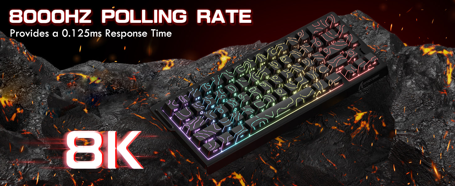 ATTACK SHARK X68PRO HE Tastiera Wireless Rapid Trigger con Cavo Avvolto