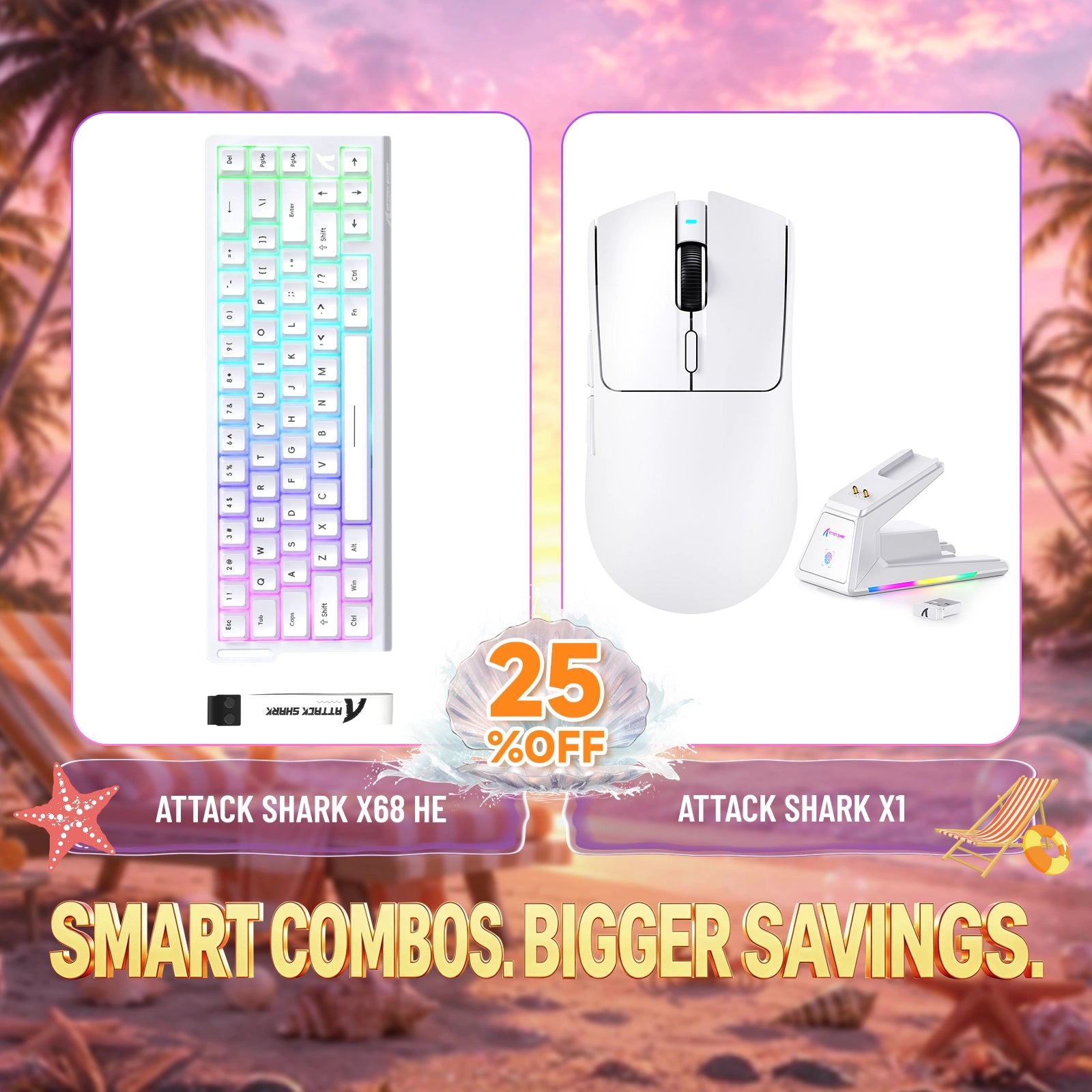 ATTACK SHARK X68HE Tastiera Rapid Trigger + Mouse da Gaming Wireless X1 Bundle