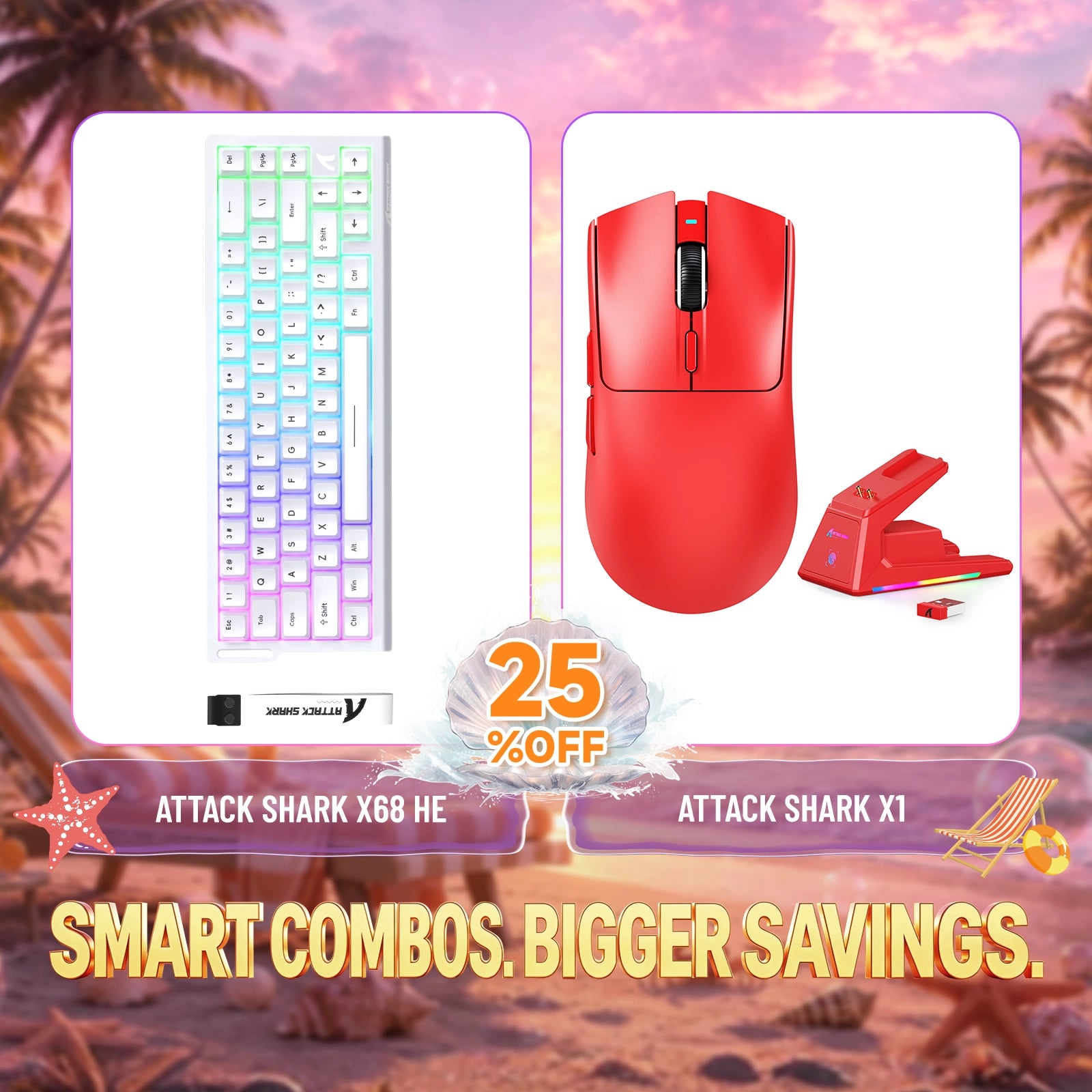 ATTACK SHARK X68HE Tastiera Rapid Trigger + Mouse da Gaming Wireless X1 Bundle
