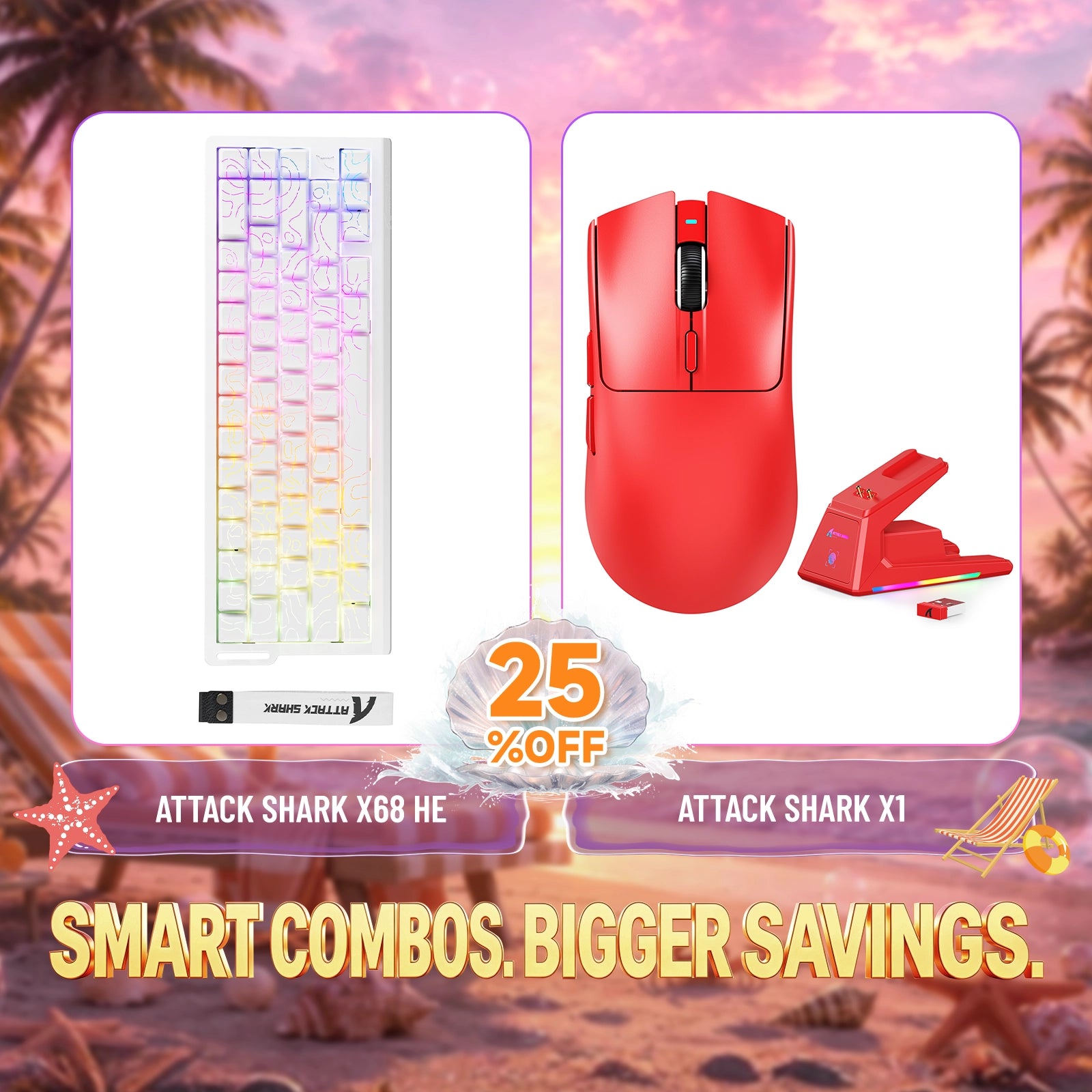 ATTACK SHARK X68HE Tastiera Rapid Trigger + Mouse da Gaming Wireless X1 Bundle