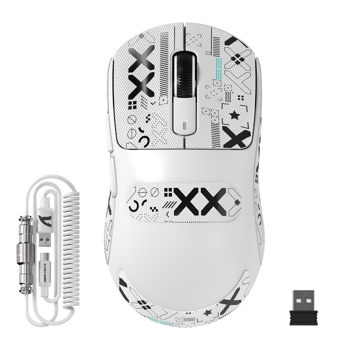 ATTACK SHARK X3 MAX con sensore PAW3950, mouse da gaming wireless con cavo spiralato C06