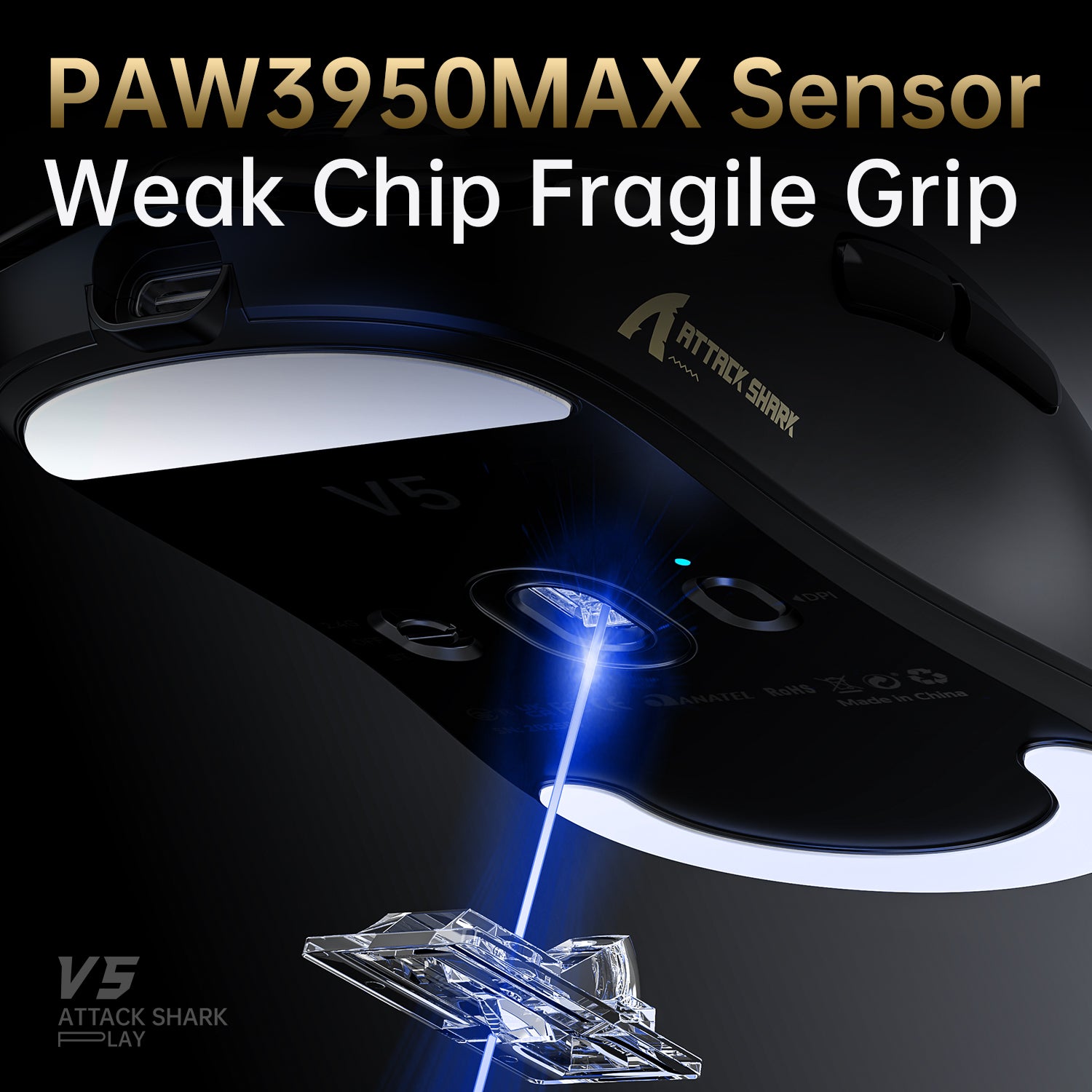ATTACK SHARK V5 Mouse da Gioco Tri-Mode Ultra-Leggero