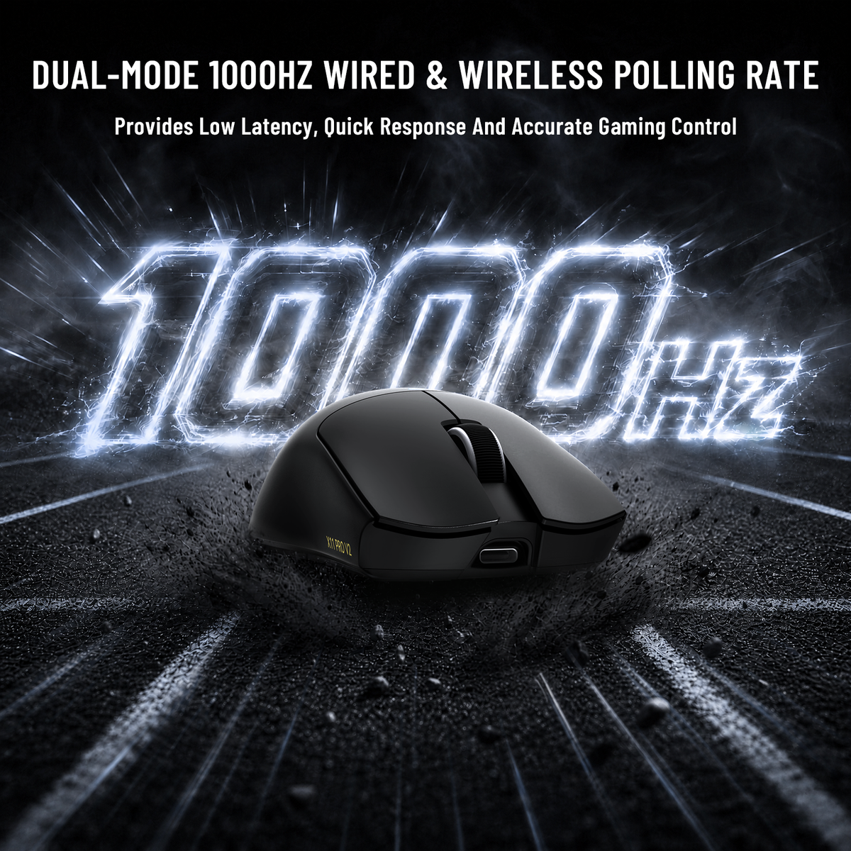 Mouse da gioco wireless ATTACK SHARK X11 PRO V2 con display TFT, dock di ricarica e cavo a spirale C06