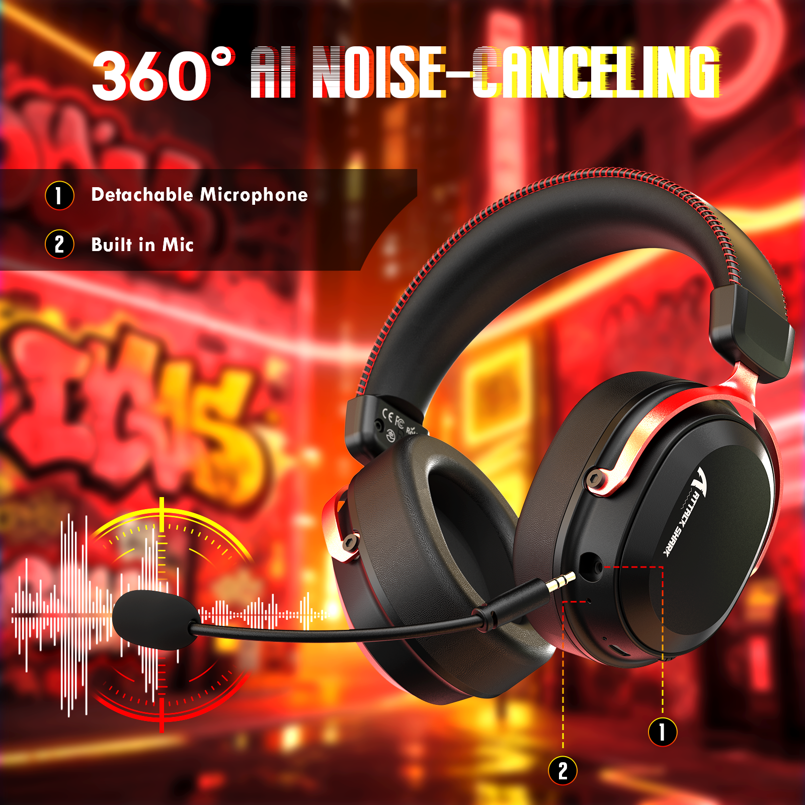 ATTACK SHARK L30PRO Cuffie da Gioco Wireless