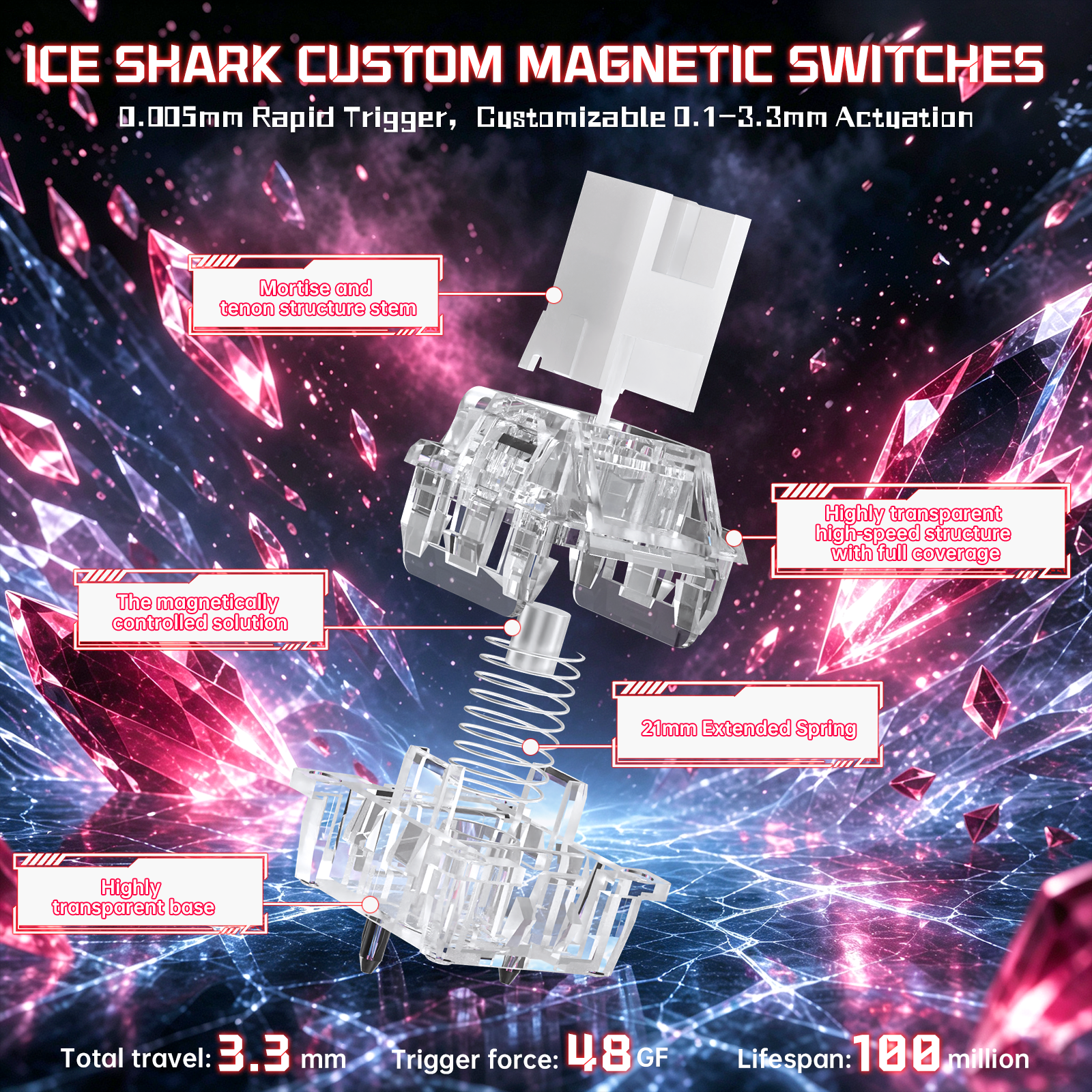 Tastiera con cavo ATTACK SHARK R98 HE in fibra di carbonio, interruttore magnetico a scatto rapido cablato con cavo avvolto Ultra RGB C01