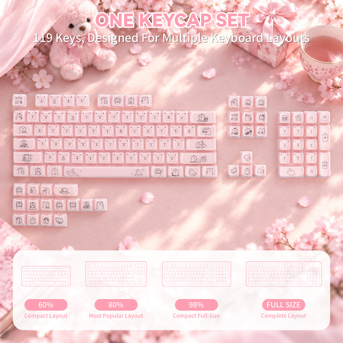ATTACK SHARK SK05 118/119 tasti, keycap PBT, MOA, ANSI