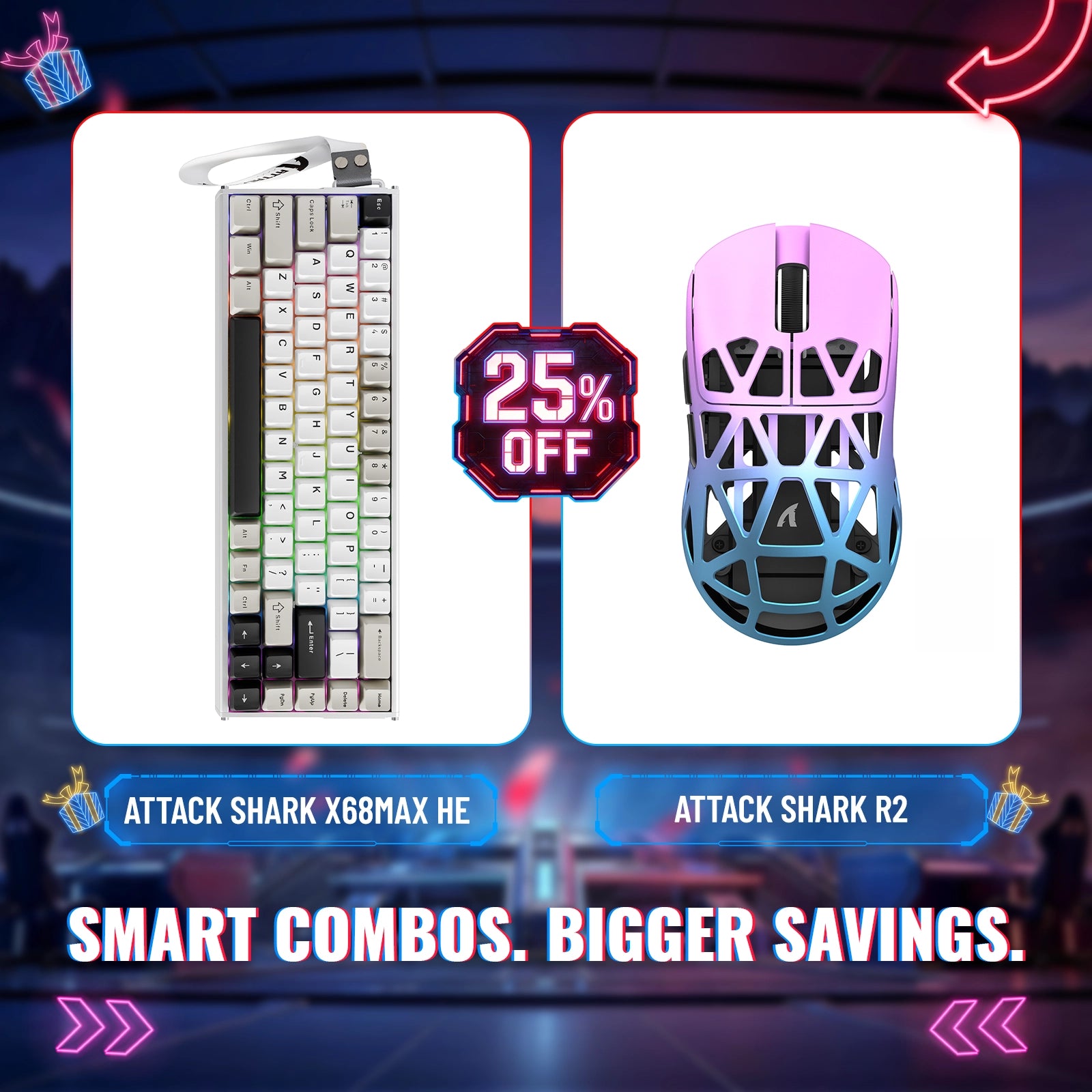 ATTACK SHARK X68MAX HE Rapid Trigger Tastiera in alluminio + R2 Mouse da gioco wireless in lega di magnesio Bundle