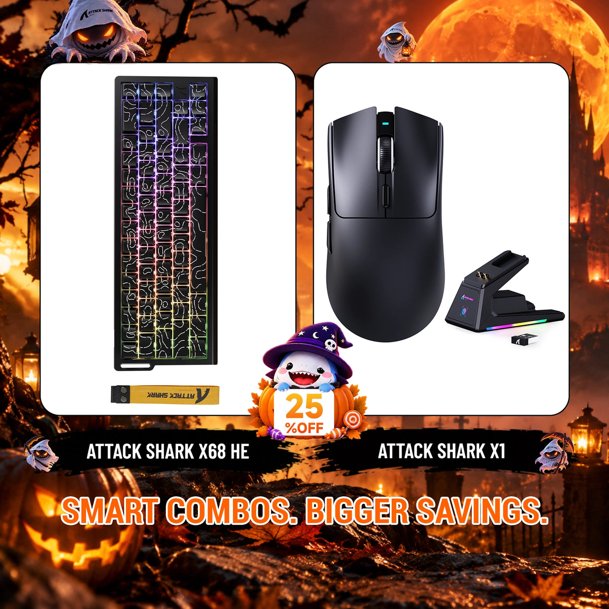 ATTACK SHARK X68HE Tastiera Rapid Trigger + Mouse da Gaming Wireless X1 Bundle