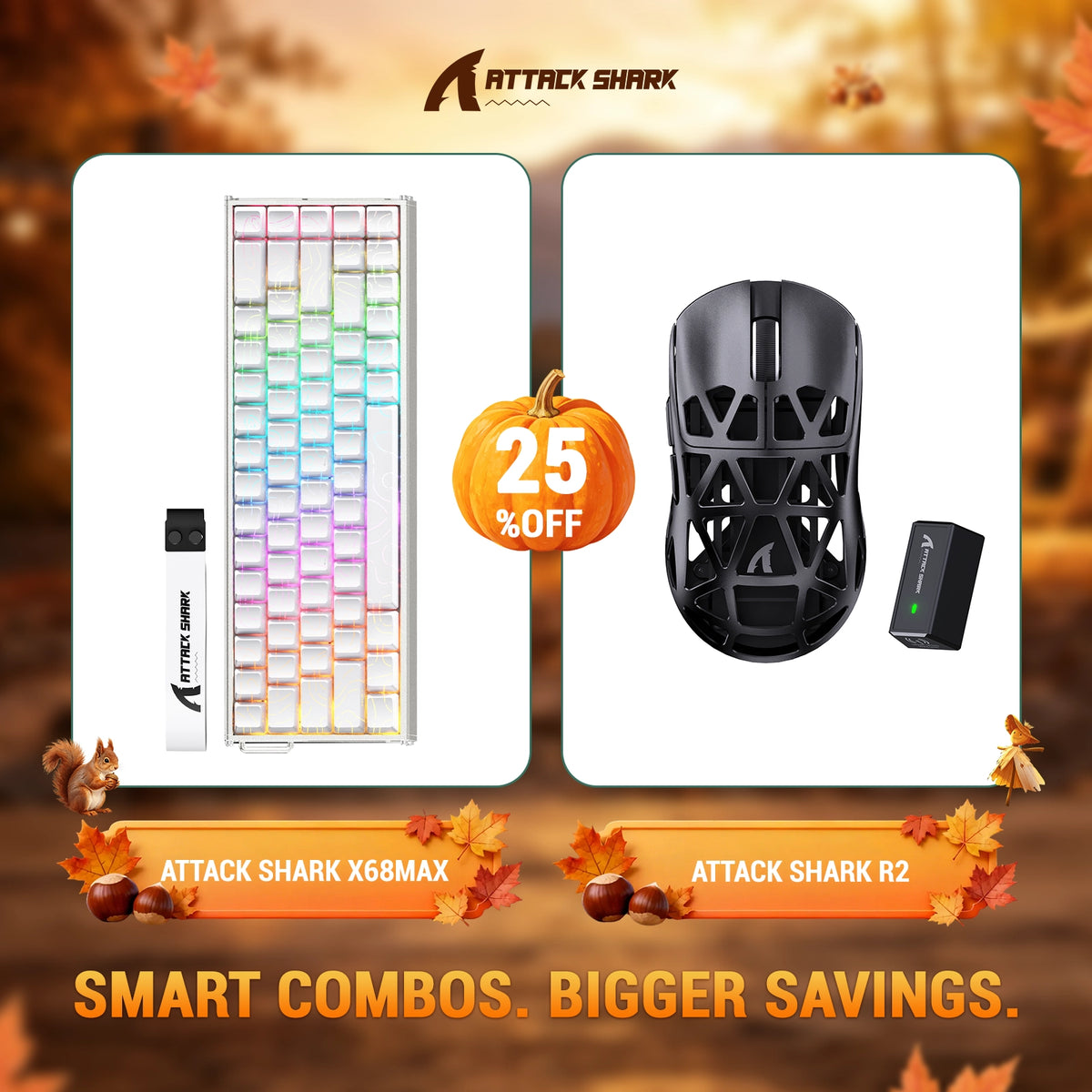Bundle tastiera in alluminio ATTACK SHARK X68 MAX HE con attivazione rapida + mouse da gaming wireless in lega di magnesio R2