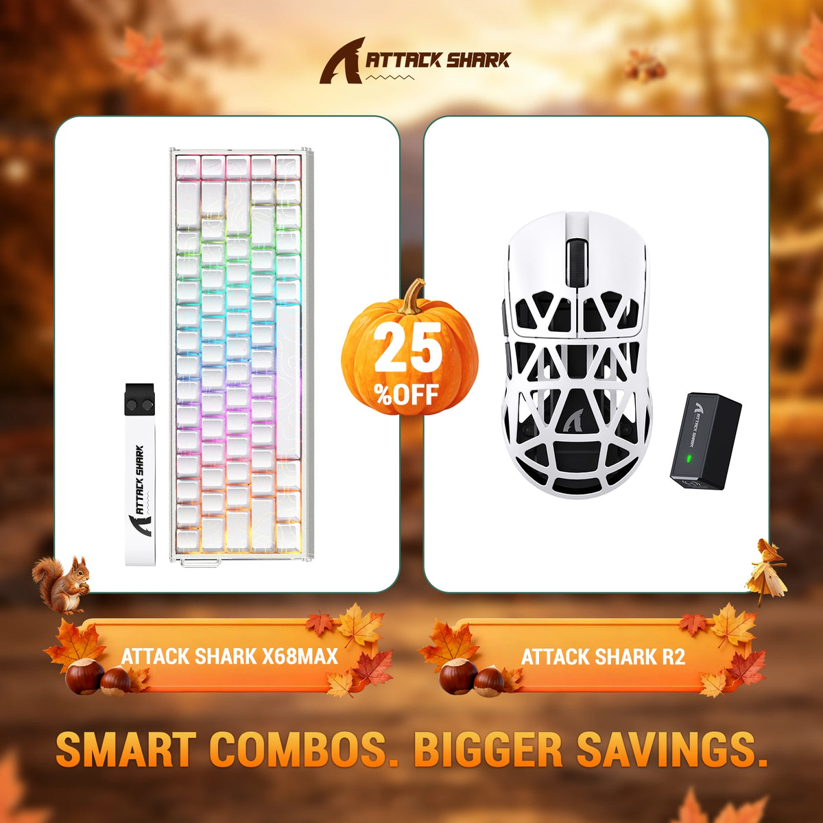 Bundle tastiera in alluminio ATTACK SHARK X68 MAX HE con attivazione rapida + mouse da gaming wireless in lega di magnesio R2