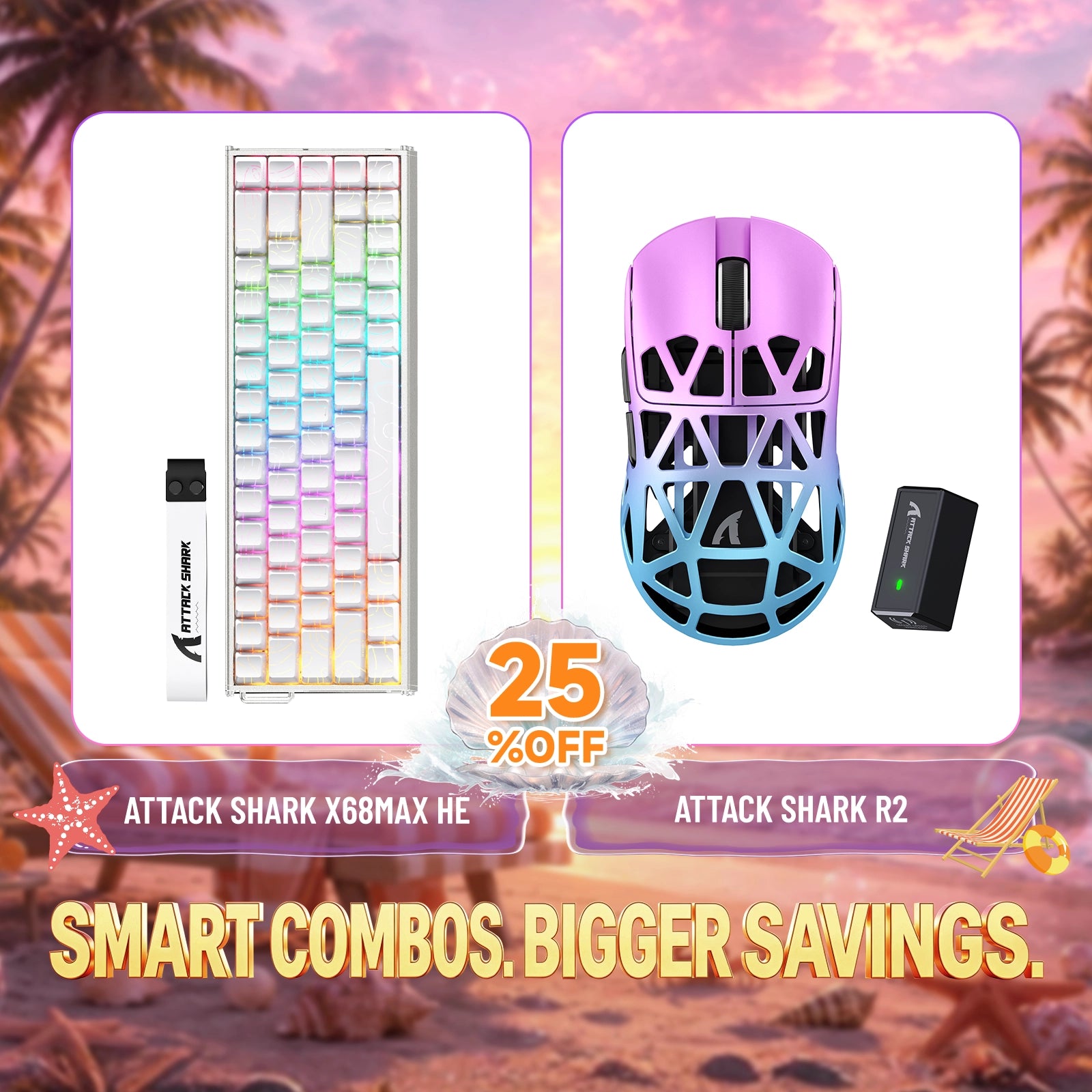 ATTACK SHARK X68MAX HE Tastiera in Alluminio Rapid Trigger + Mouse da Gaming Wireless in Lega di Magnesio R2 Bundle