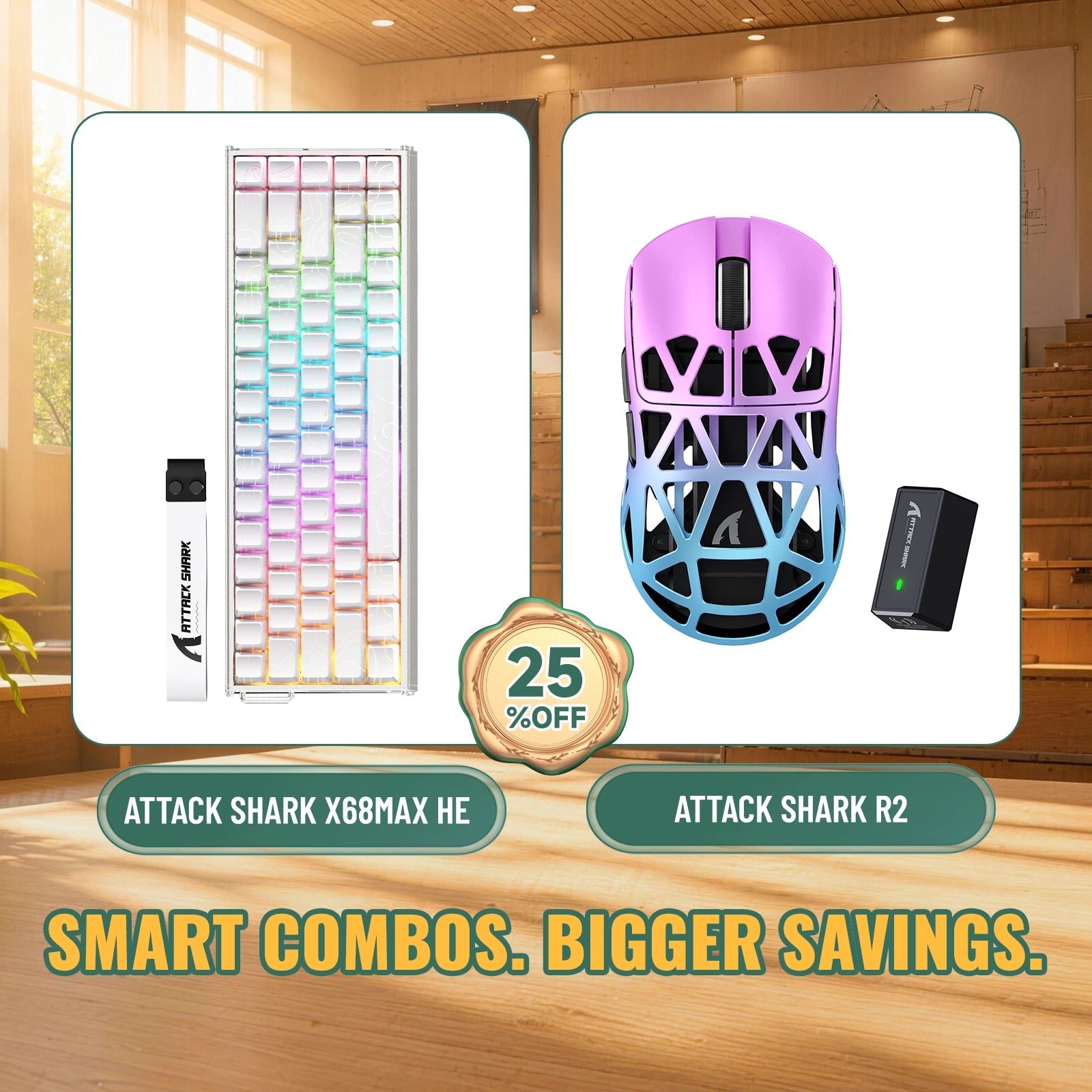 ATTACK SHARK X68MAX HE Tastiera in Alluminio Rapid Trigger + Mouse da Gaming Wireless in Lega di Magnesio R2 Bundle